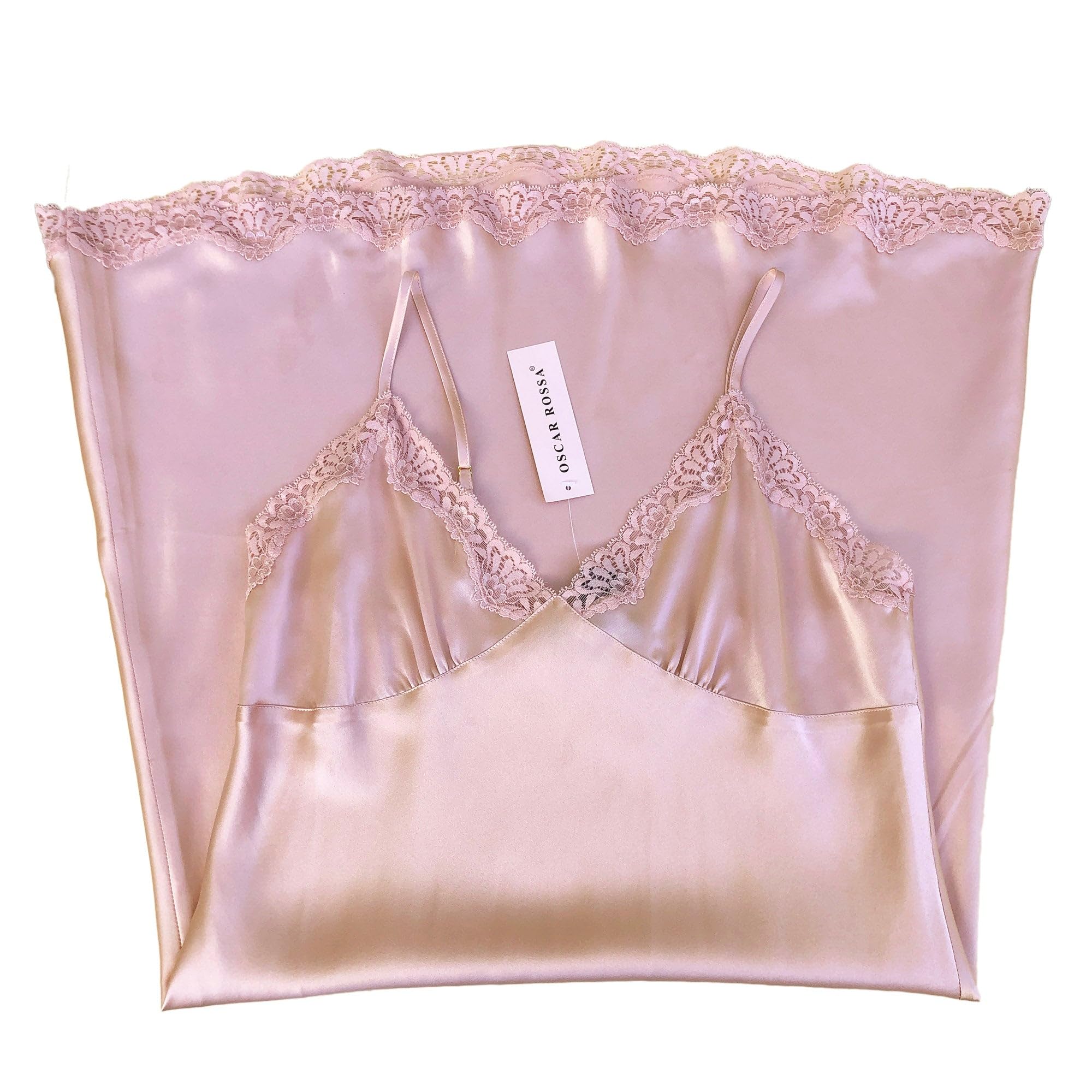 Luxury Women's 100% Mulberry Silk Nightgown - Elegant Lace Trim Slip Chemise Lingerie for Sleepwear & Bridal Nightwear