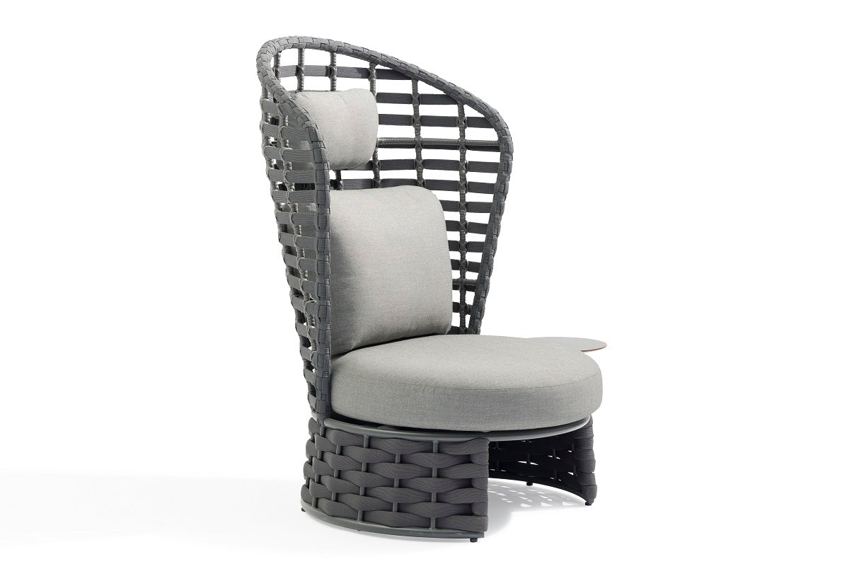 Premium Outdoor High Back Armless Chair with Side Table - Anthracite Grey | Elegant & Durable Patio Furniture for Garden, Poolside, or Balcony Relaxation
