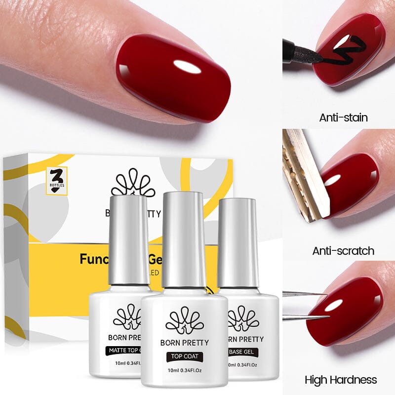 3pcs Set Nail Polish Base Top Coat - 10ml Each for Long-Lasting Manicure & Nail Protection - Perfect for Home, Salon & Travel Use