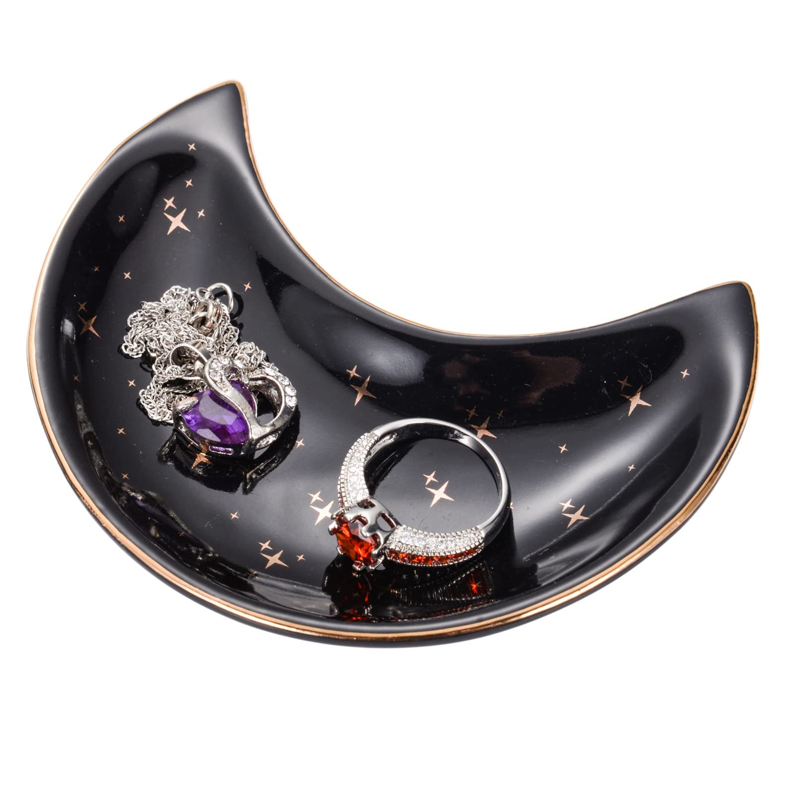 Elegant Ceramic Jewelry Dish Tray - Modern Vanity Organizer for Rings, Earrings, Necklaces & Watches | Perfect for Bedroom Dresser, Bathroom Counter & Gift Giving