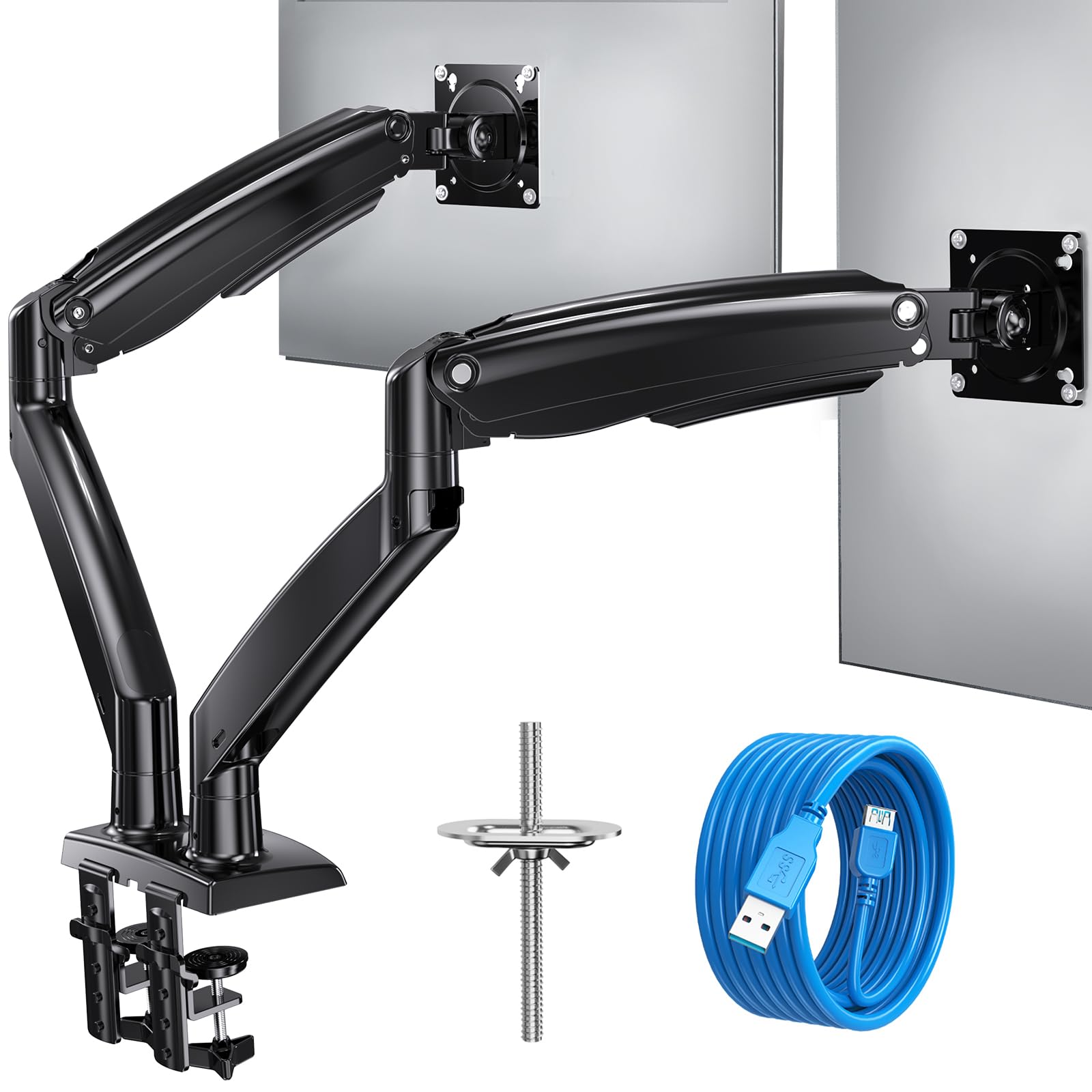HUANUO 13-35 Inch Adjustable Gas Spring Monitor Stand - Full Motion Articulating Arm with USB Port, Holds Up to 12kg for Computer Screens - Perfect for Home Office, Gaming Setup & Workstation Ergonomics