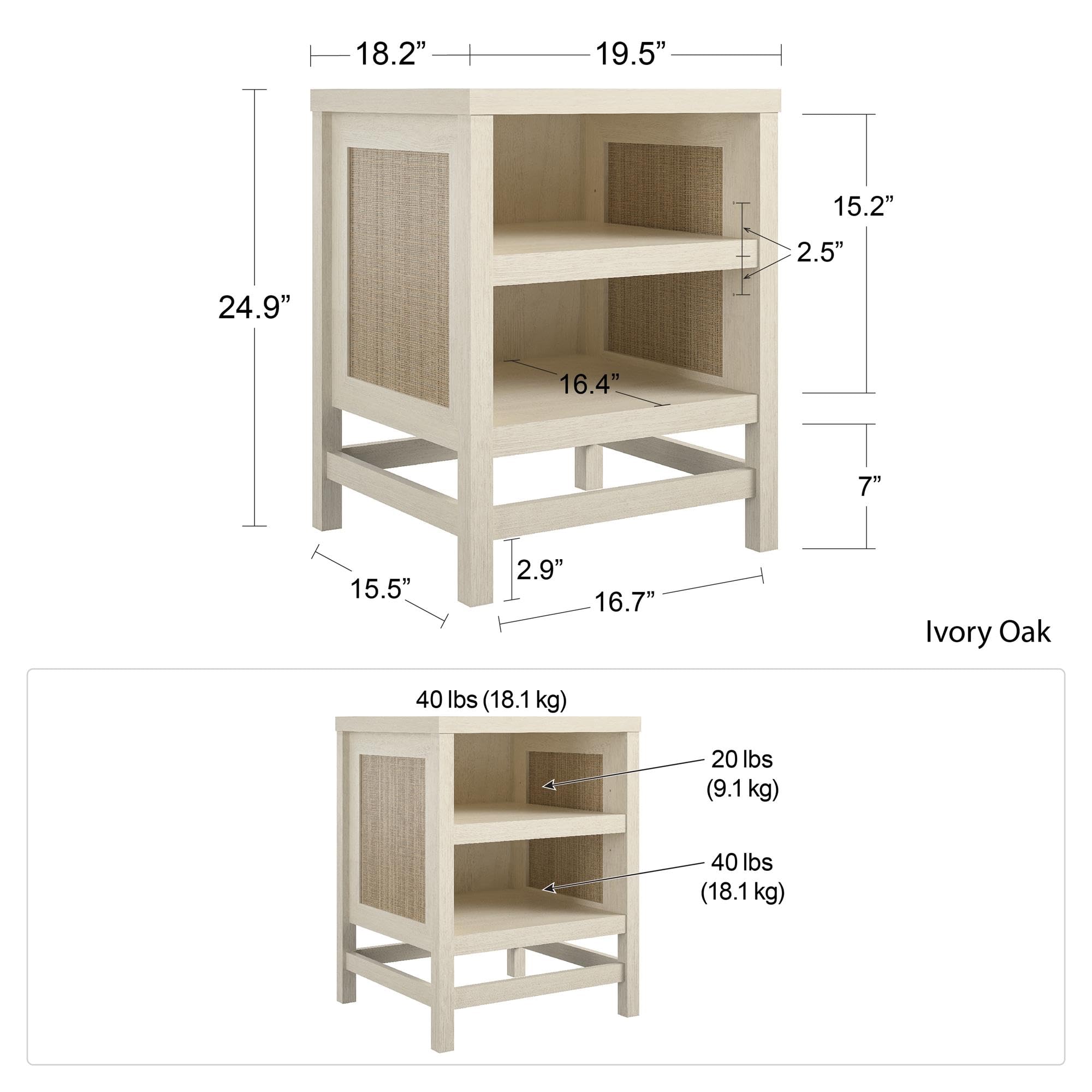 Ameriwood Home Lennon End Table - Modern Nightstand with Storage Shelf, Perfect for Bedroom, Living Room & Office - Brown Finish