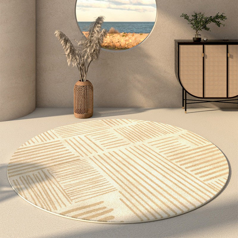 Abstract Modern Round Area Rugs - Contemporary Circular Rugs for Living Room, Bedroom & Dining Room - Non-Slip Coffee Table Rug - Boho Chic Floor Carpet for Home Decor