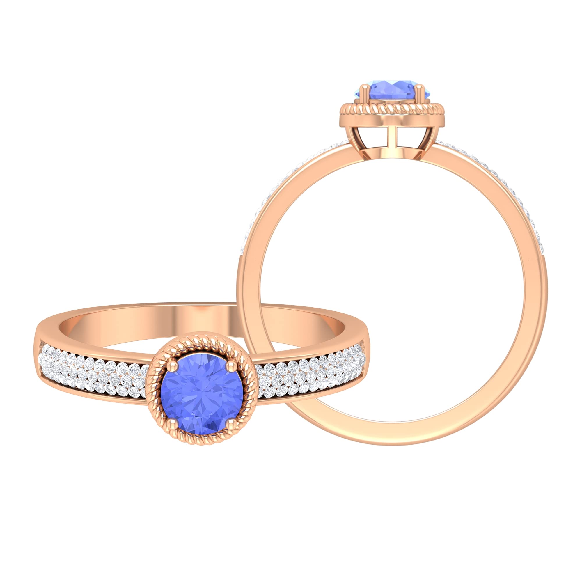 3/4 CT Tanzanite and Diamond Ring - 14K Solid Gold Tanzanite Engagement & Solitaire Ring, December Birthstone Jewelry for Women - Perfect for Proposals, Anniversaries & Special Occasions