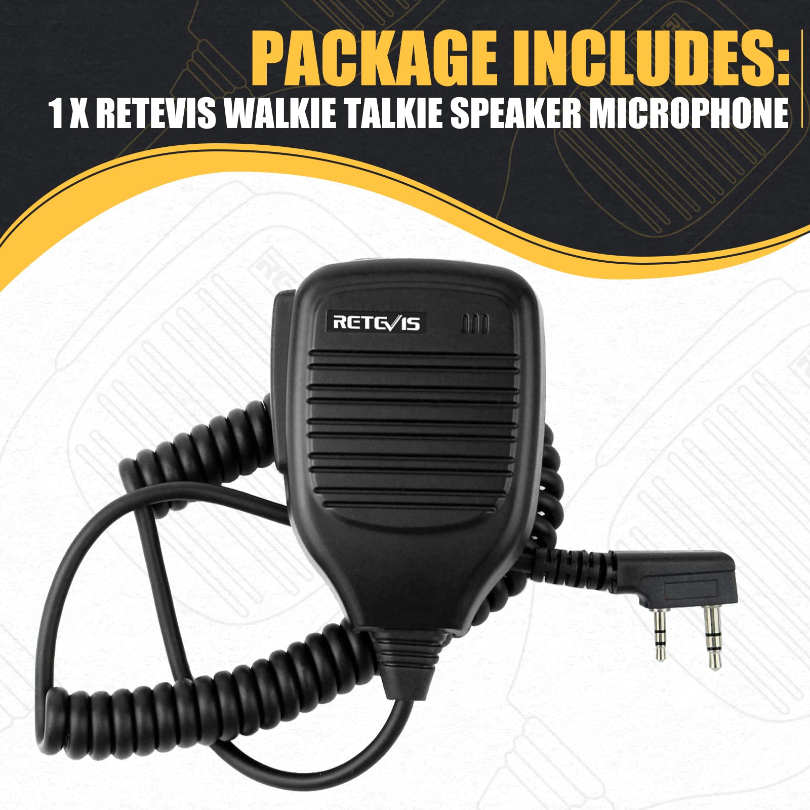 Retevis 2 Pin Walkie Talkie Speaker Microphone - Compatible with Retevis RT22 RT27 RT68 RT15 RB17 RT17 RT19 H777 RT66 RT67 & Baofeng UV-5R 888S 2 Way Radios (1 Pack) - Ideal for Outdoor Adventures, Construction Sites, and Emergency Communication