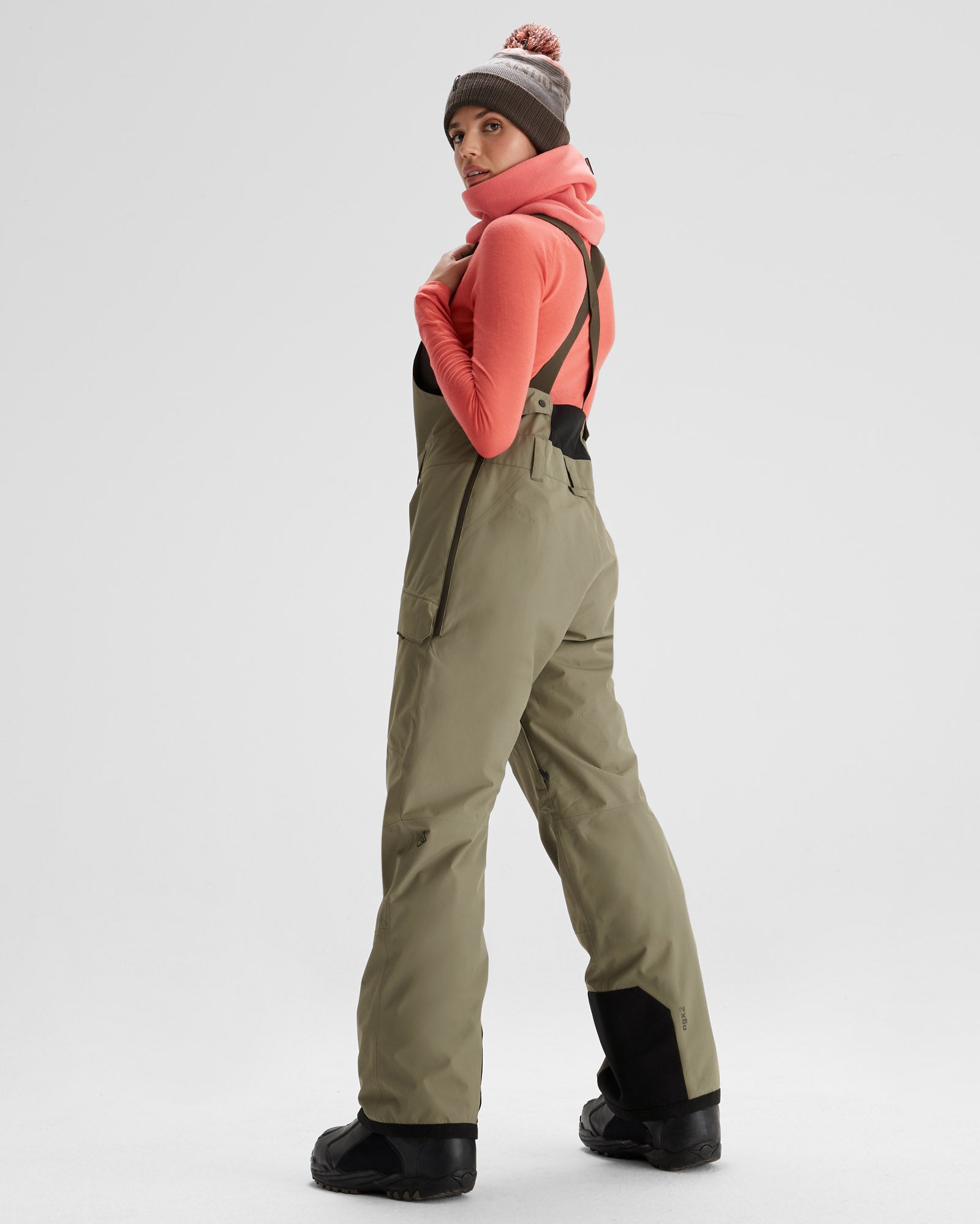 PWDR Days Women's 2-Layer Insulated Waterproof Bib Snow Pants for Skiing & Winter Outdoor Activities - Beech Color