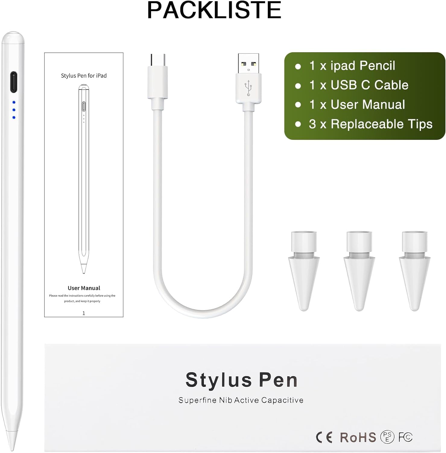 Premium Stylus Pen for iPad (2018-2025 Models) - Magnetic Fast Charging Apple Pencil Alternative with Tilt & Pressure Sensitivity, Palm Rejection - Compatible with iPad Air 3/4/5/M2/M3, iPad Mini 5/6, iPad 6-11, iPad Pro 11