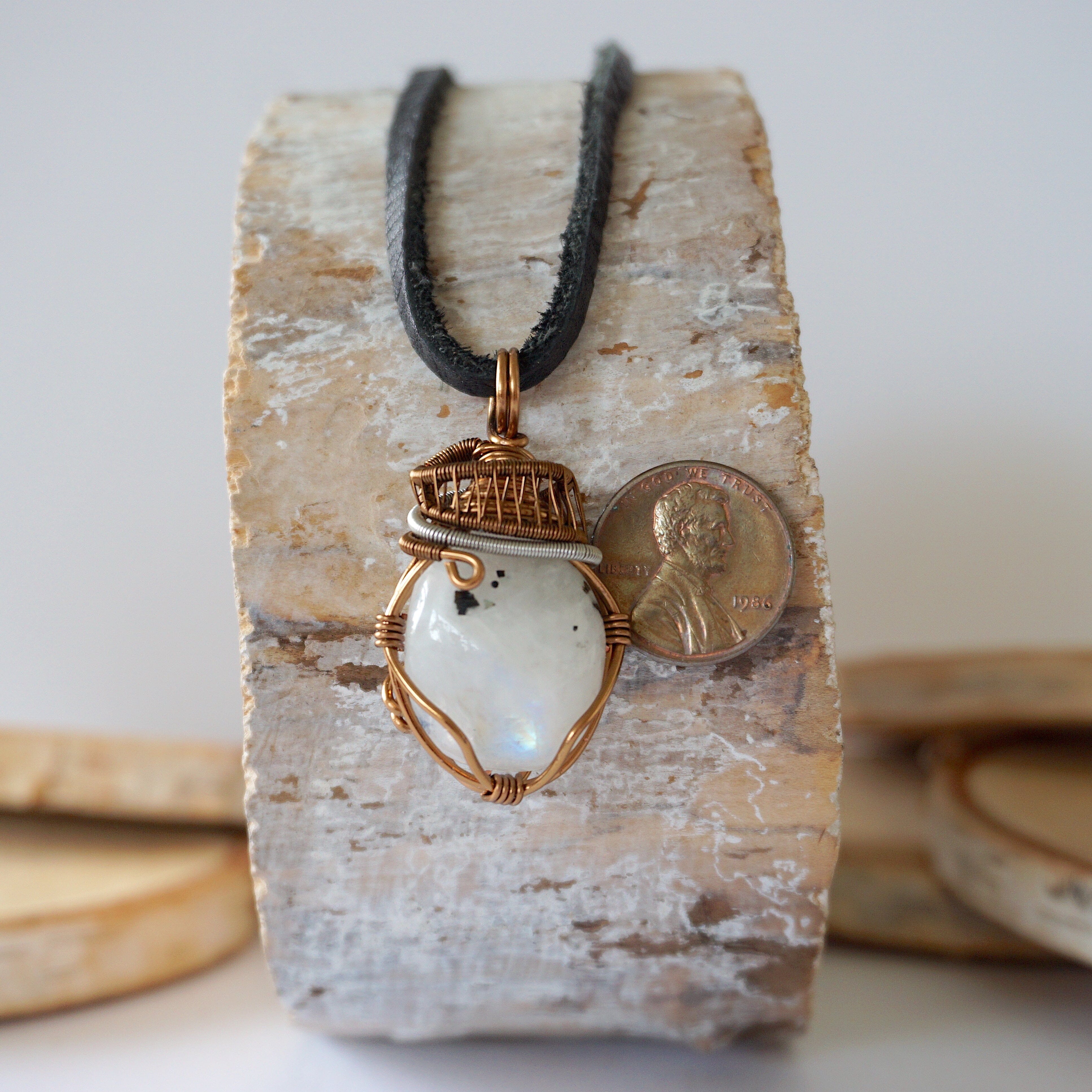 Rainbow Moonstone Necklace in Antique Bronze & White Gold Plated - Elegant Jewelry for Women, Perfect for Weddings, Parties & Special Occasions