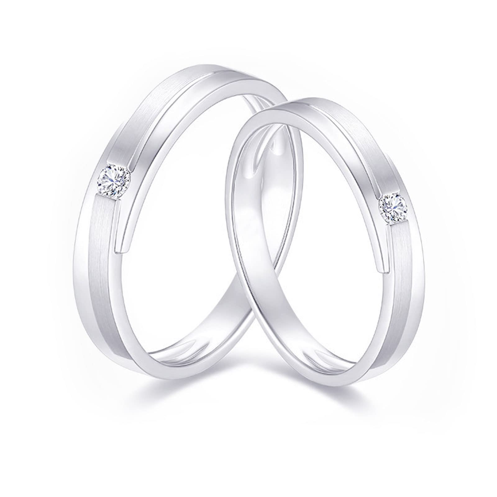 Diamond Matching Couples Rings for Him and Her - Sterling Silver/10K/14K/18K Wedding Promise Rings with Free Engraving - Perfect for Anniversaries, Engagements & Romantic Gifts
