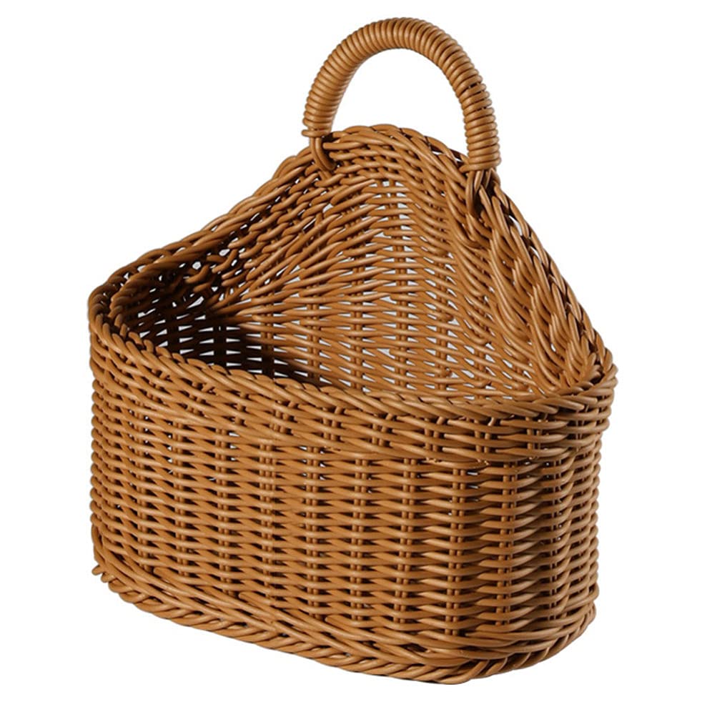 Cabilock Handwoven Woven Belly Basket - Plastic Cutlery Storage Organizer & Hanging Bin for Kitchen, Table, Cabinet, Pantry - Perfect for Forks, Spoons, Napkins & Serving Utensils (21x19cm) - Ideal for Dining Room Organization, Party Serving & Small Space Storage