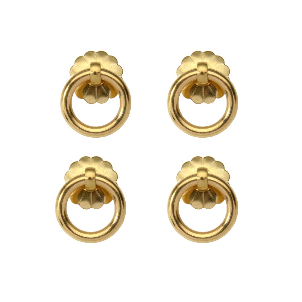 Vintage Brass Cabinet Handles - 4 Pack Antique Style Drawer Pulls for Closet, Cupboard & Door - Durable Pure Brass Hardware for Home & Office Furniture