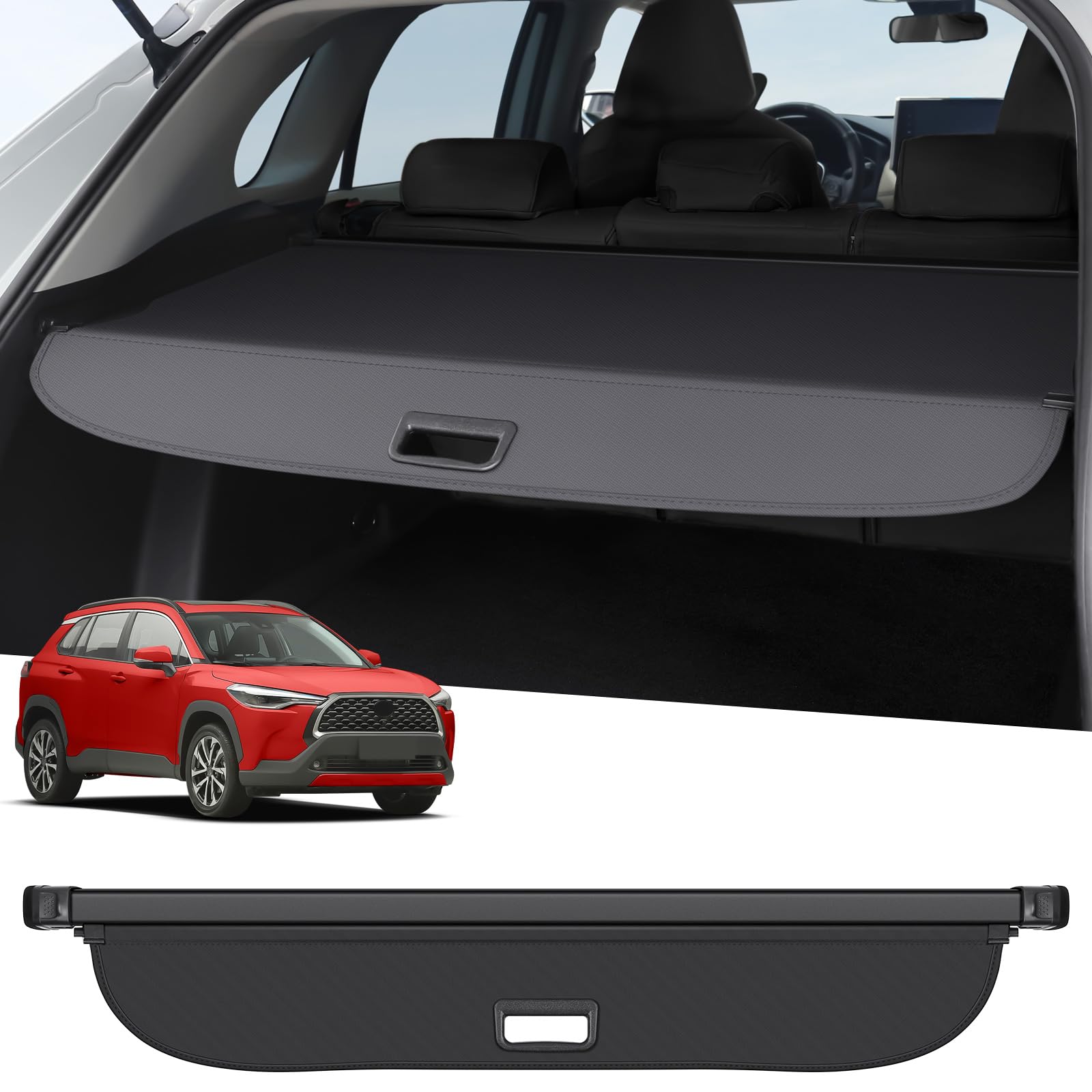 2022-2024 Toyota Corolla Cross Retractable Cargo Cover - All Weather Trunk Shade Protector, Durable Canvas Luggage Cover for UV Protection & Privacy - Perfect for Road Trips, Grocery Hauling & Outdoor Adventures