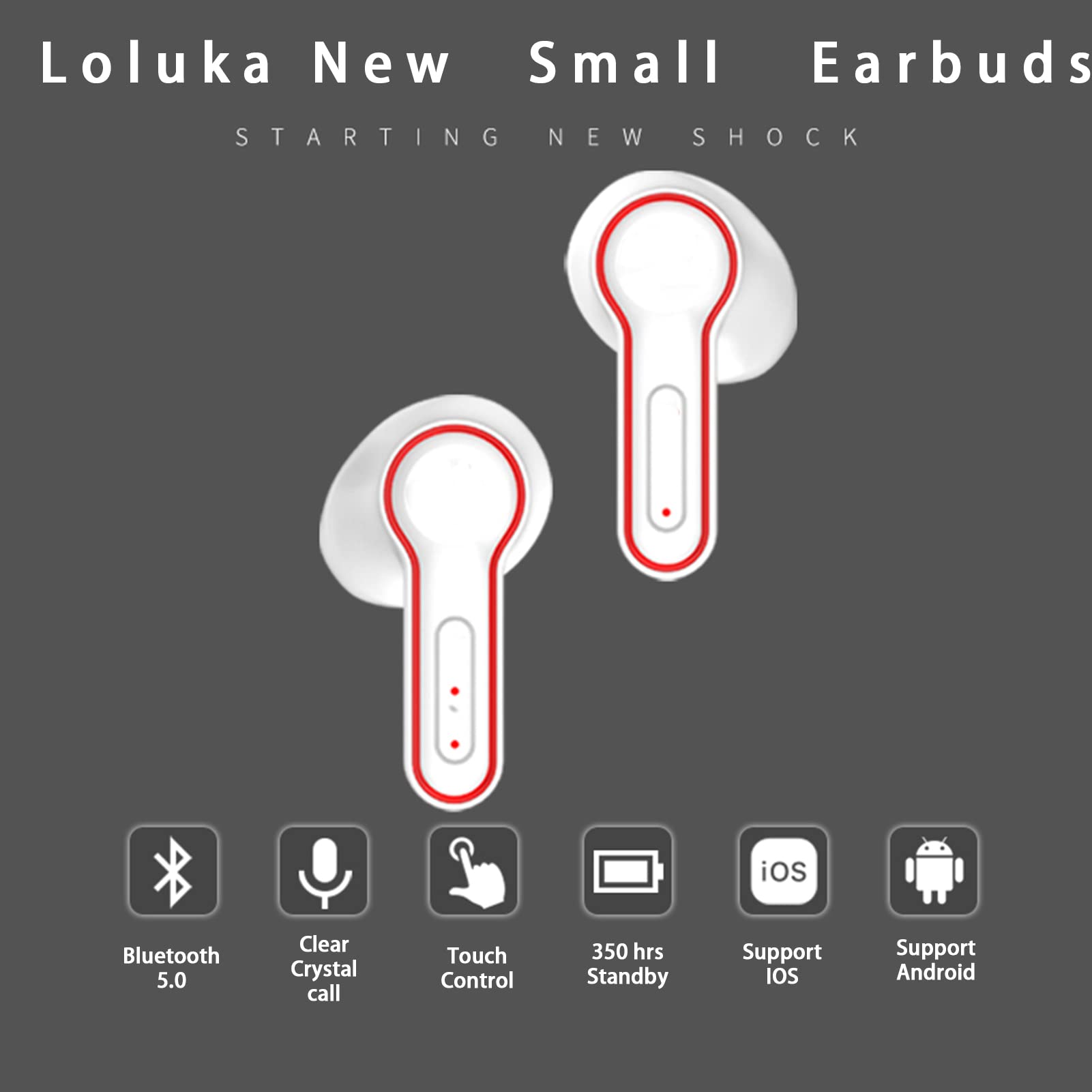 Loluka YOYO Ball True Wireless Earbuds Bluetooth 5.0 - HiFi Stereo Sound, IPX7 Waterproof, Noise Cancelling, Wireless Charging Case - Perfect for Gym, Running, Travel & Work