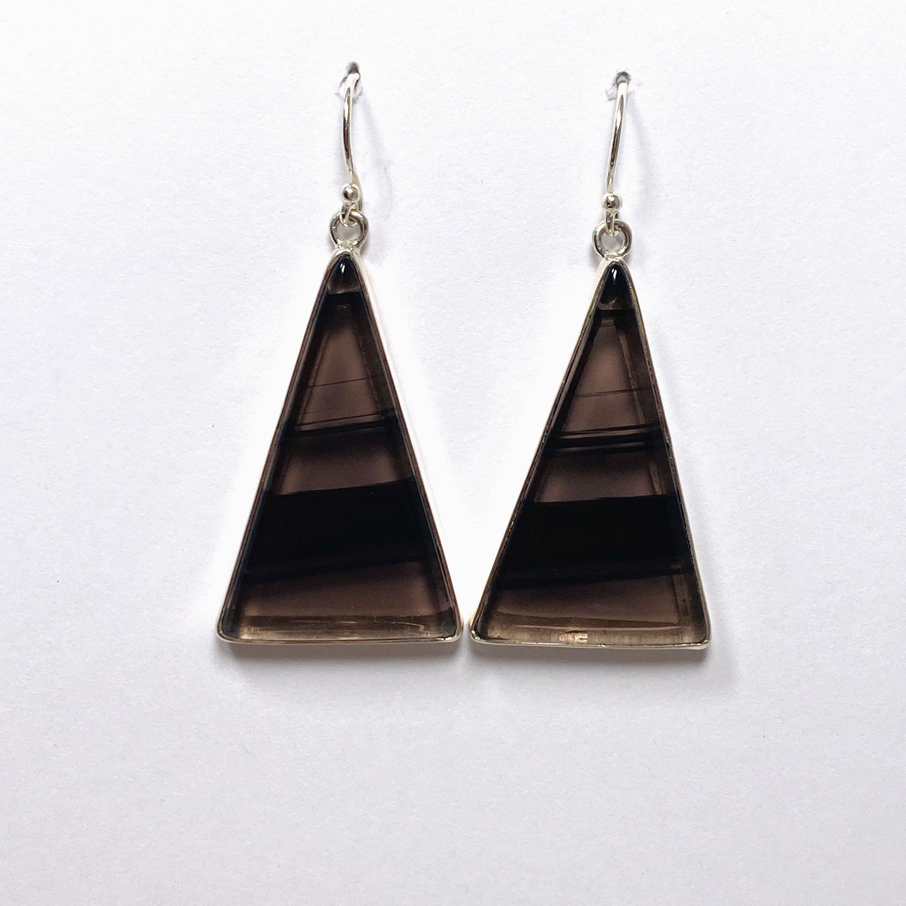 Midnight Obsidian Triangular Earrings for Women - Elegant Gothic Jewelry Set - Perfect for Parties, Weddings & Evening Events - KEGJ1499