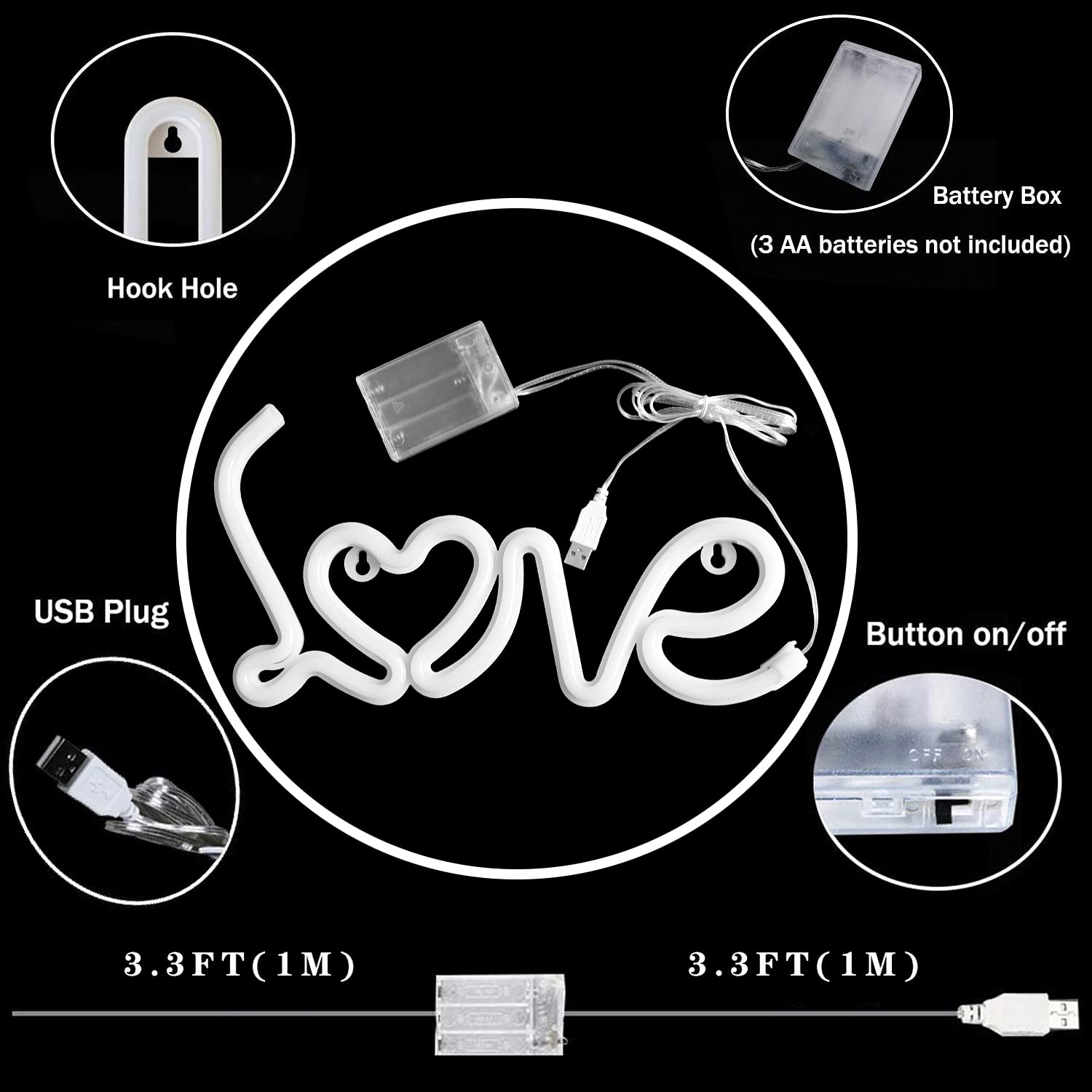 Valentine's Day LED Heart Love Letter Lights - Pink Neon Wall Decor for Home, Kids Room, Bar & Wedding | Battery/USB Powered Romantic Lighting for Galentine's Party & Festive Celebrations