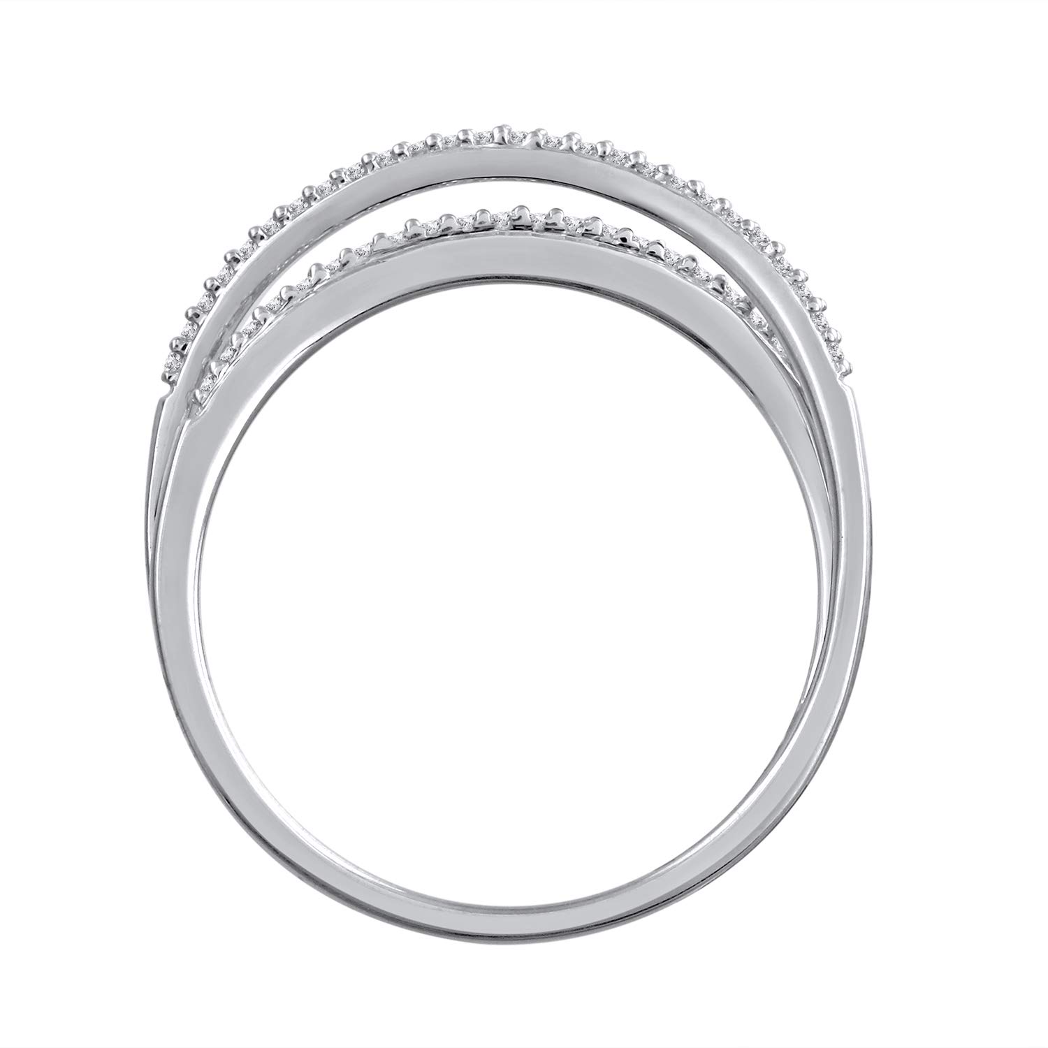 10K Gold Diamond Bypass Wedding Band Ring - 0.14 Carat Dainty Bridal Ring - Perfect for Engagement, Anniversary & Valentine's Day Gifts