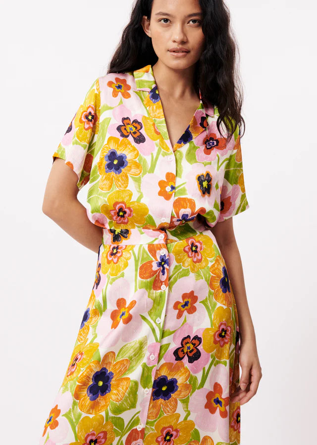 Celly Floral Skirt - Women's A-Line Midi Skirt with Elastic Waist, Perfect for Spring, Summer, and Casual Outfits