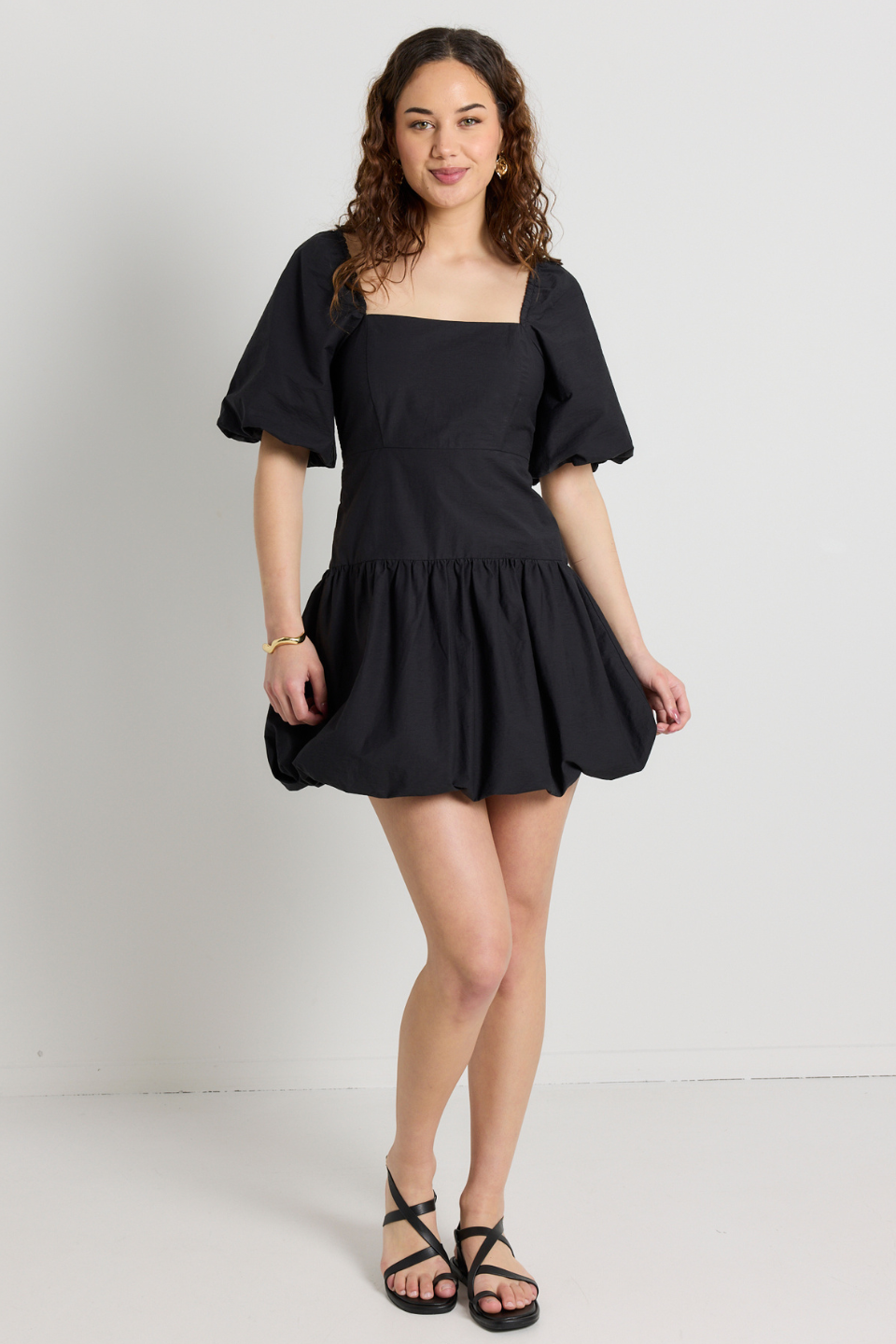 Composure Black Puff Short Sleeve Bubble Mini Dress - Women's Fashion Summer Party Cocktail Dress for Night Out & Date Night