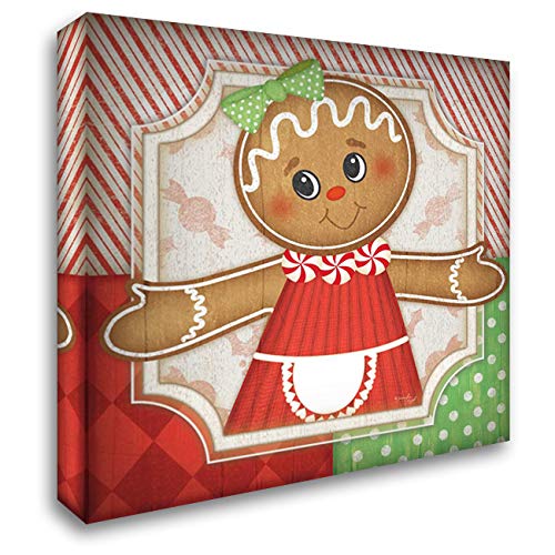 Jennifer Pugh 20x20 Gallery Wrapped Stretched Canvas Art - Gingerbread Girl I Painting - Perfect for Home Decor, Living Room Wall Art & Christmas Gift