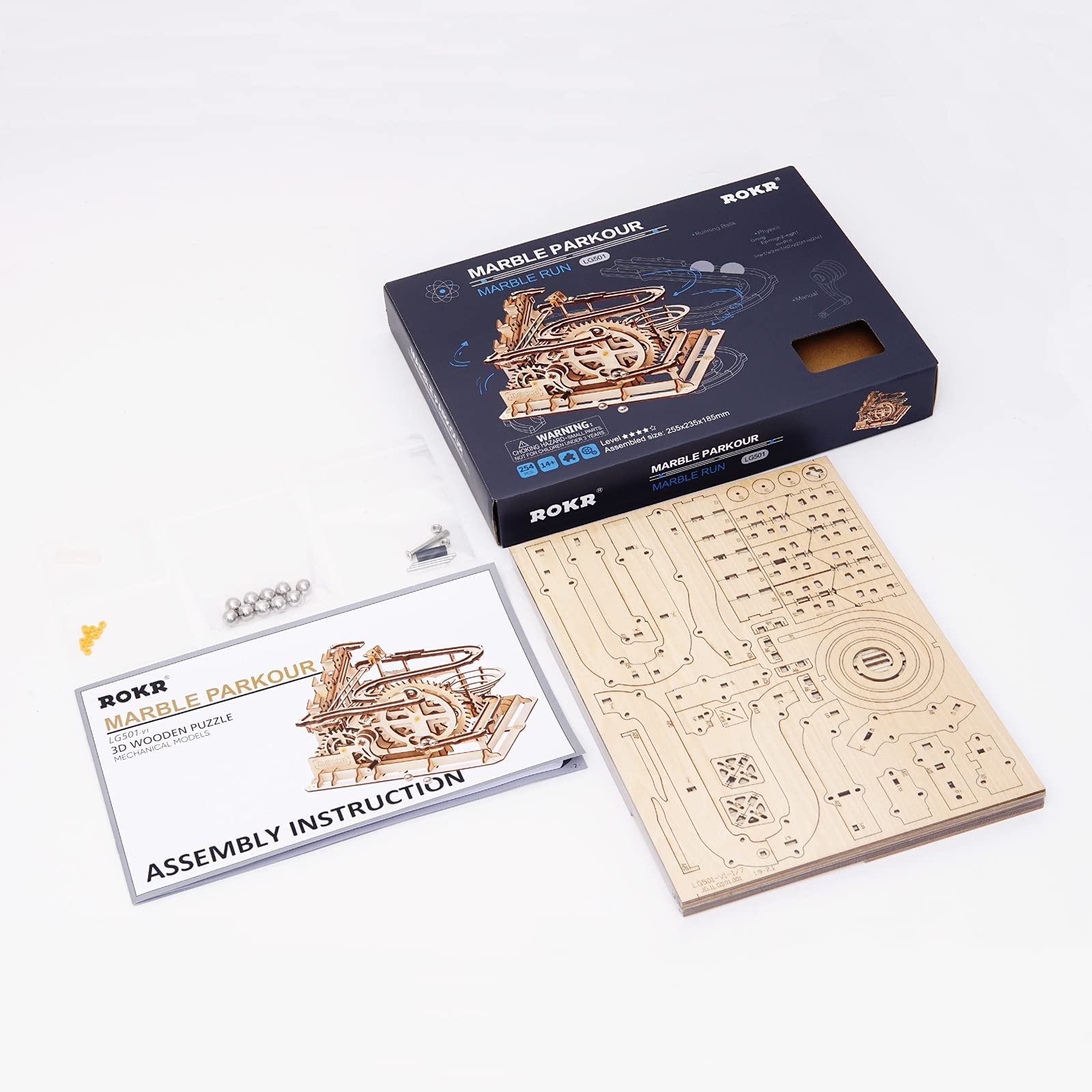 ROKR Wooden 3D Puzzle Marble Run Mechanical Model Kit - DIY Self-Assembly Brain Teaser for Adults & Teens - STEM Educational Toy for Home Office Decor & Stress Relief