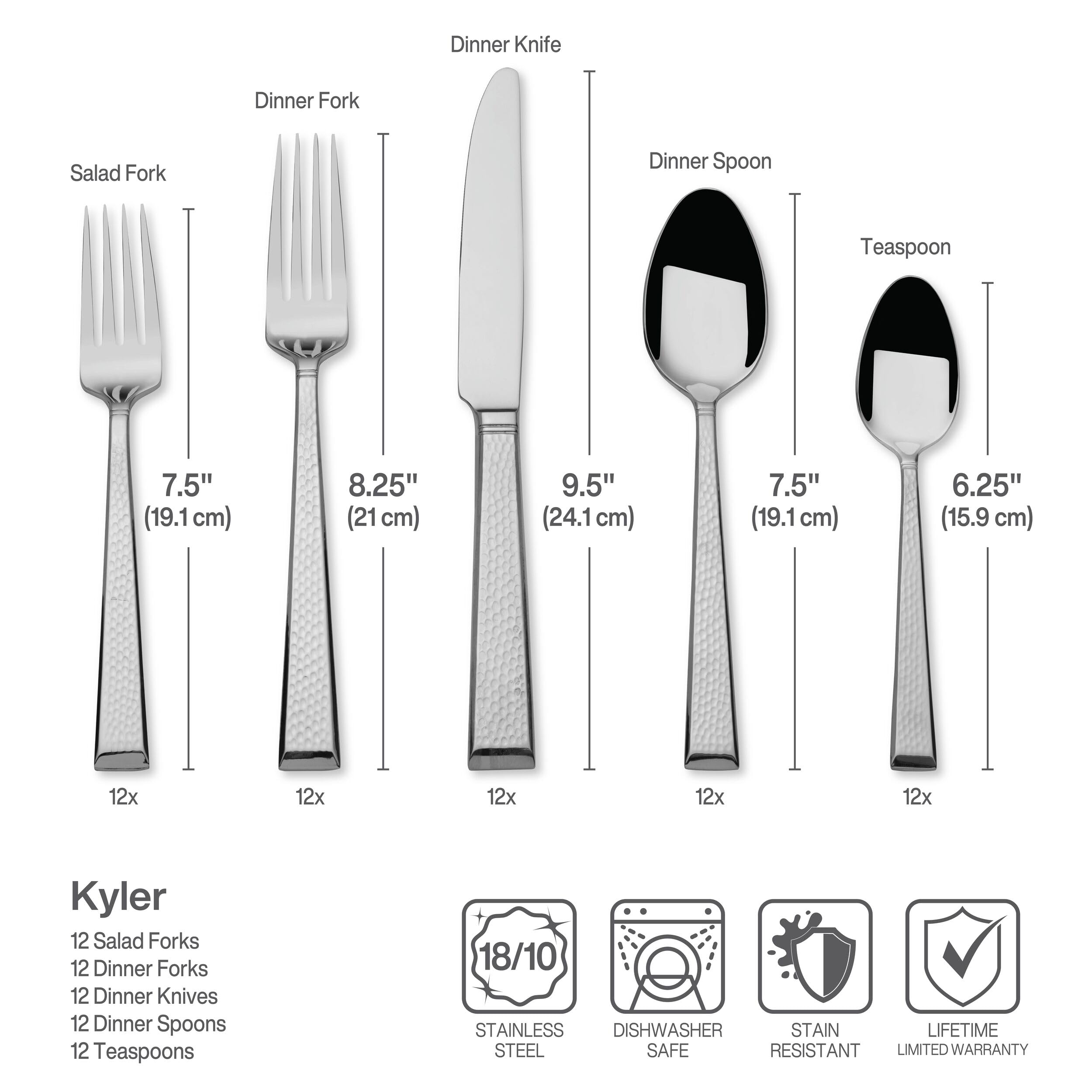 Premium Mikasa Kyler 65-Piece 18/10 Stainless Steel Flatware Set for 12 - Elegant Silverware with Serving Utensils - Perfect for Dinner Parties, Weddings & Formal Dining