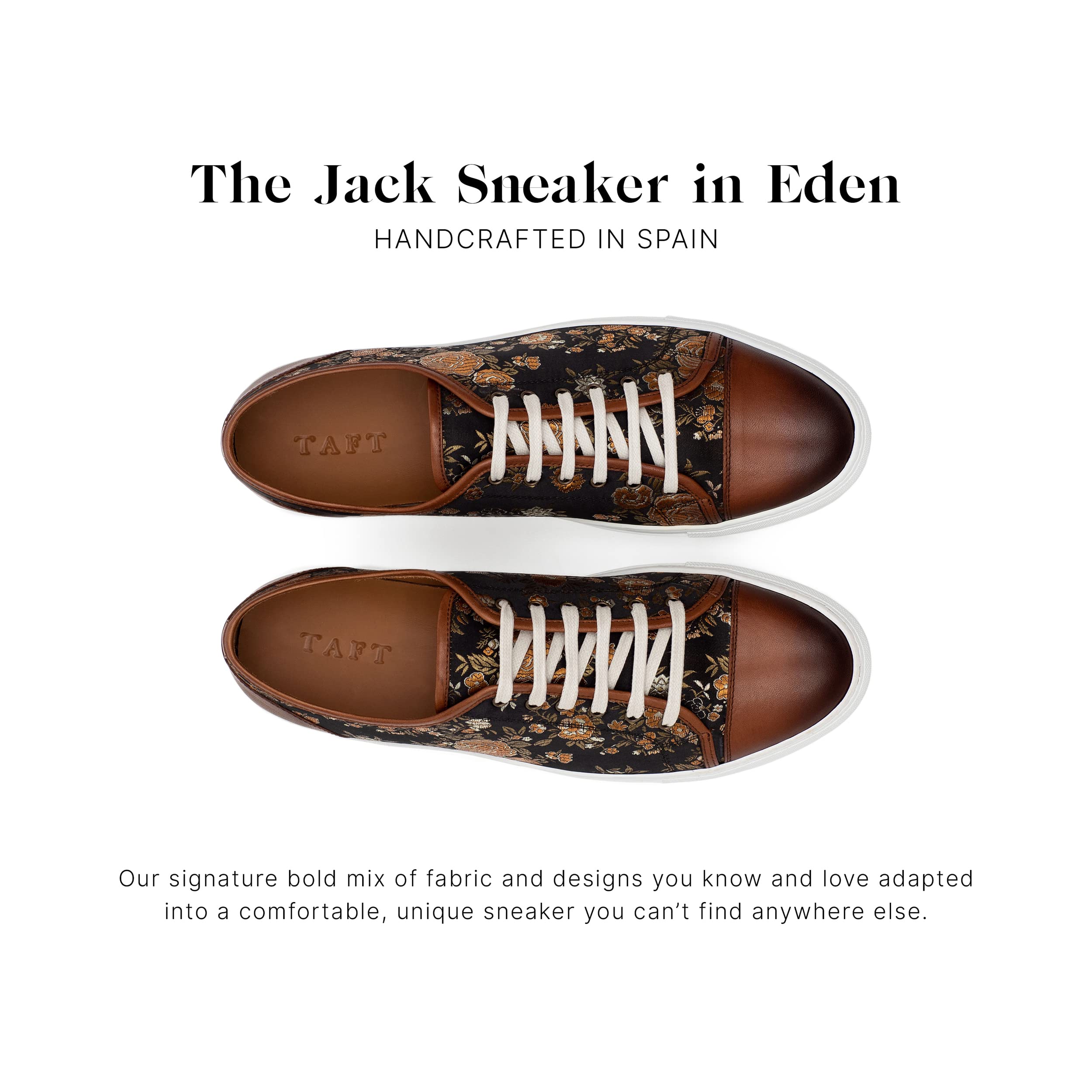 Handcrafted Leather & Jacquard TAFT Jack Sneakers for Men – Stylish & Comfortable Casual Shoes for Everyday Wear, Work & Travel