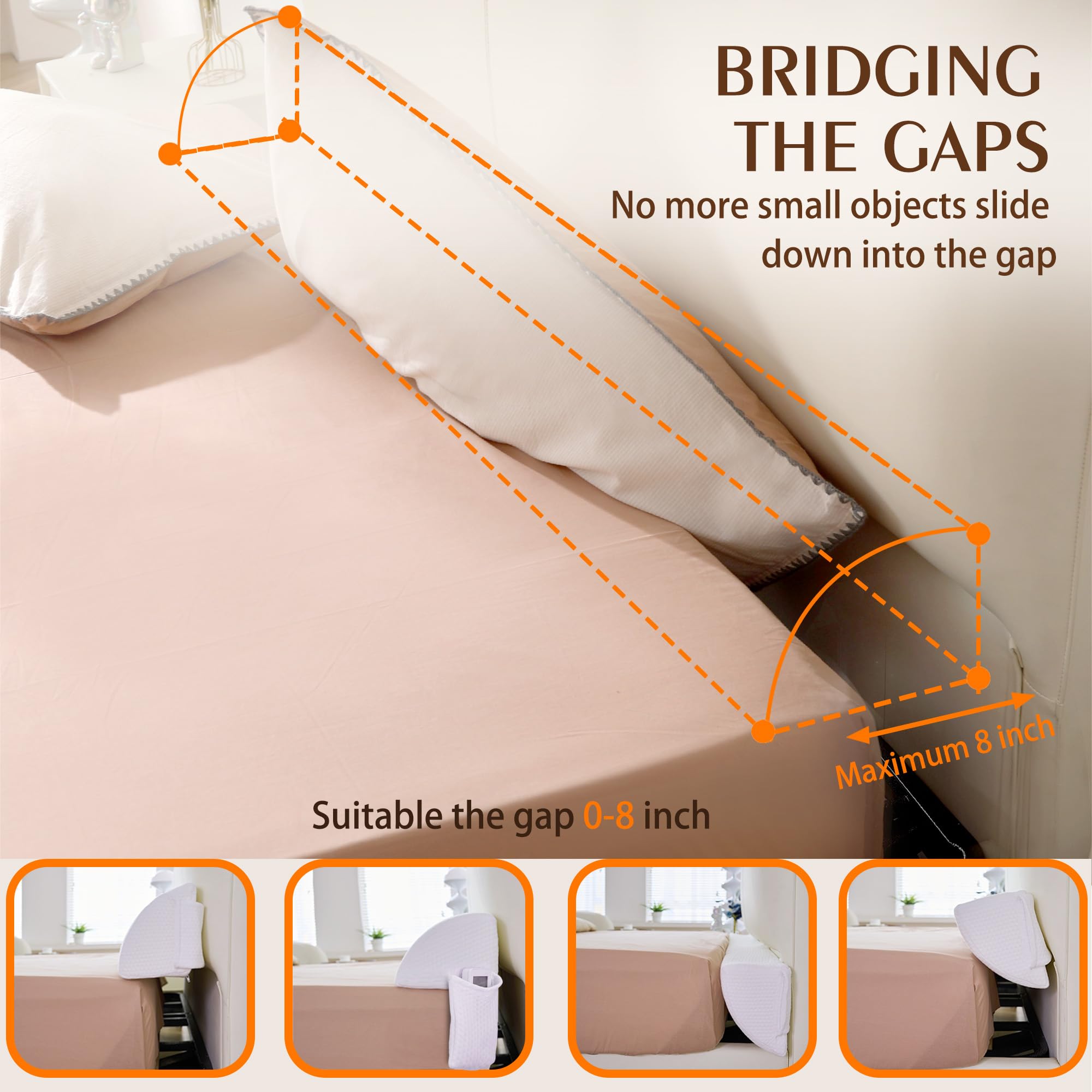 Memory Foam Bed Wedge Pillow - Queen Size (8x6x60 in) - Headboard Gap Filler & Mattress Space Stopper - Ergonomic Support for Comfortable Sleep - Perfect for Bedroom, Guest Room, and Hotel Use