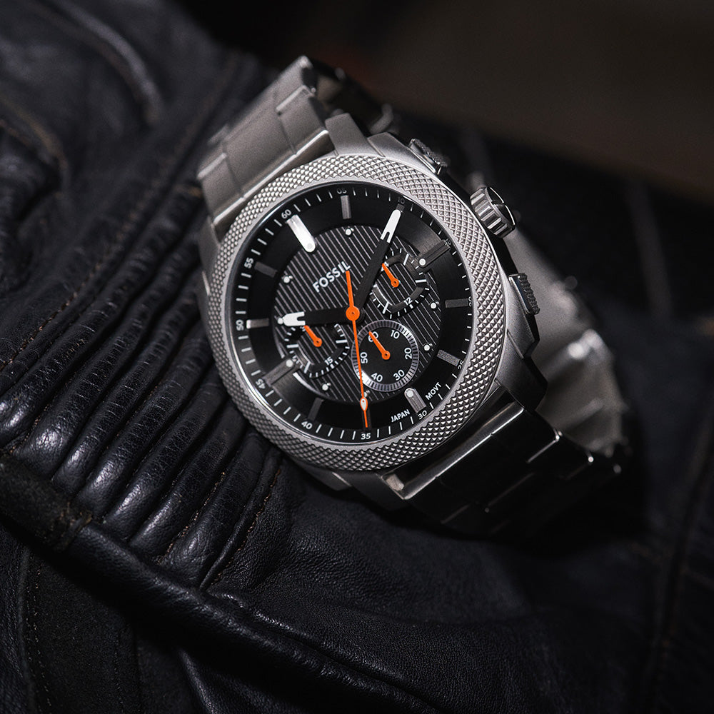 Fossil Machine FS6095 Chronograph Watch for Men - Stylish Analog Quartz Chronograph with Leather Strap - Perfect for Casual, Business & Everyday Wear