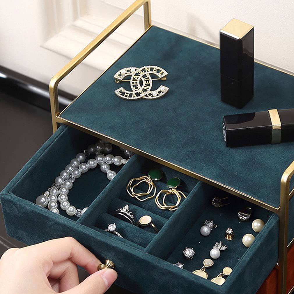 2-Layer Jewelry Box Organizer with Drawers - Metal Jewelry Storage Case for Rings, Earrings, Necklaces, Bracelets & Watches | Perfect for Home Decor & Gift Giving