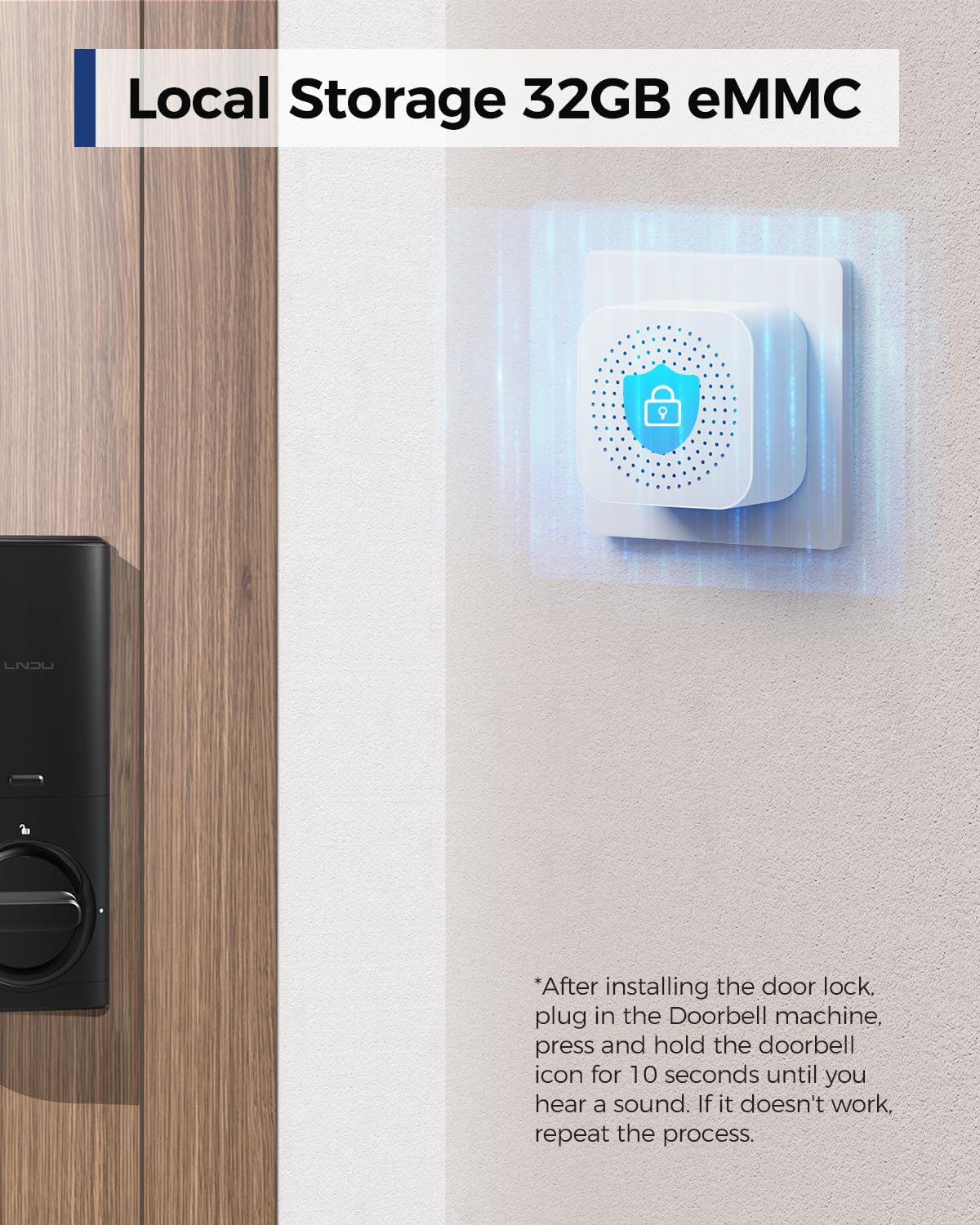 Smart Lock with 6-in-1 Camera, Doorbell & Fingerprint Keyless Entry - WiFi Front Door Lock with 32GB eMMC, 2K HD Doorbell Camera, App Control, PIR Motion Detection & Built-in Chime | Perfect for Home Security & Smart Access Control