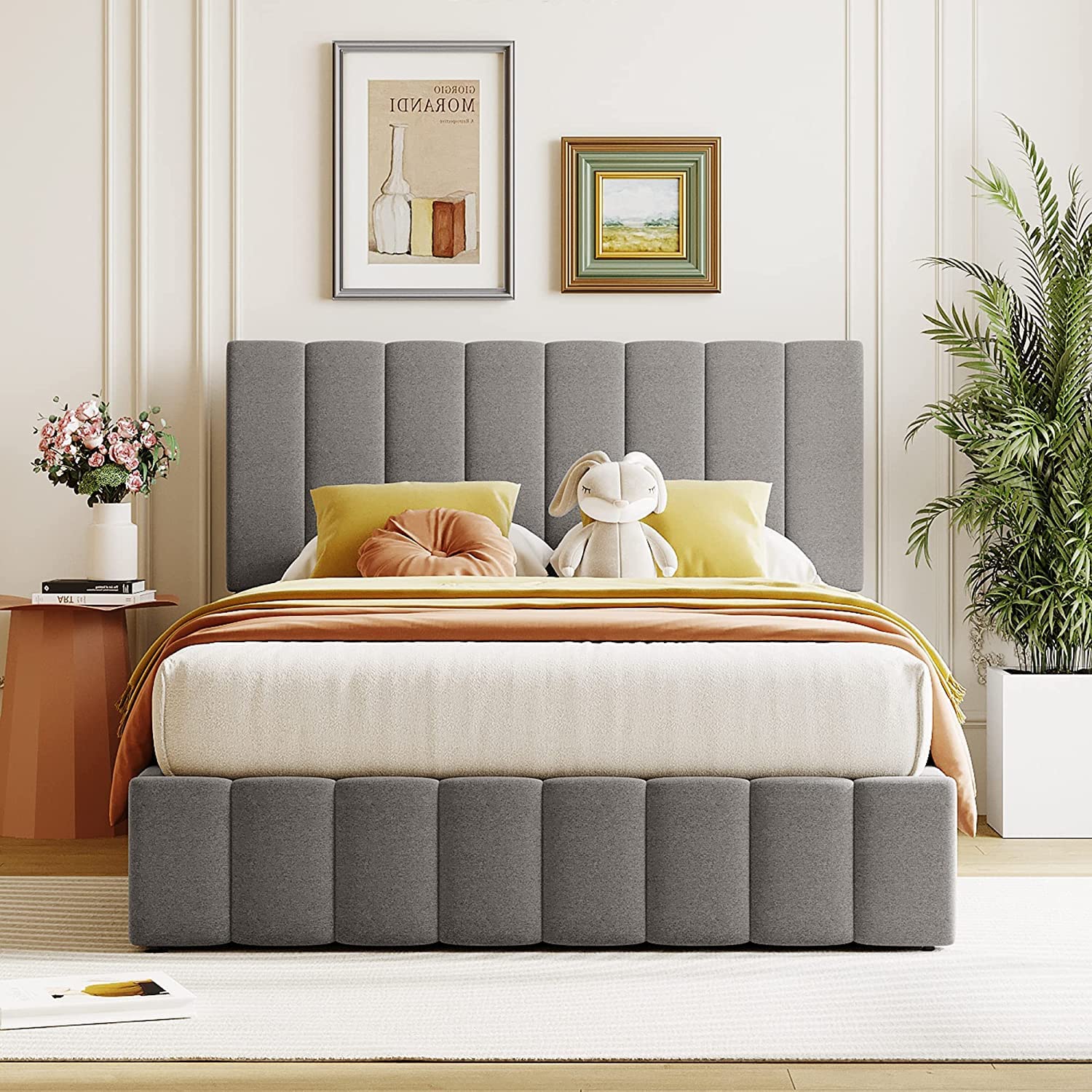Full Size Upholstered Platform Bed with Gas Lift Hydraulic Storage System & Tufted Headboard - Modern Gray Wooden Bed Frame for Small Space Bedroom Organization | Perfect for Apartments, Guest Rooms & Studio Living