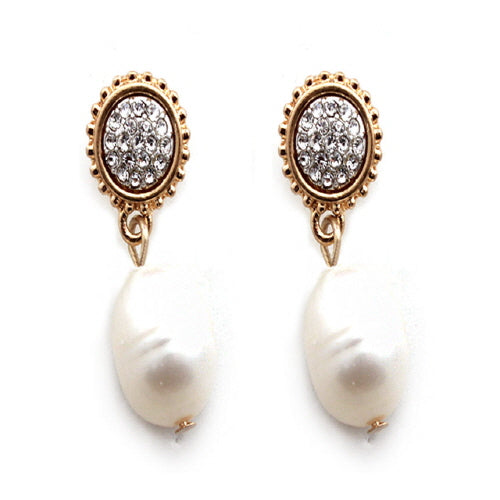 FWP & PAVE EARRING - Clear Crystal Stud Earrings for Women, Dainty & Elegant Jewelry Gift for Her | Perfect for Parties, Weddings & Everyday Wear