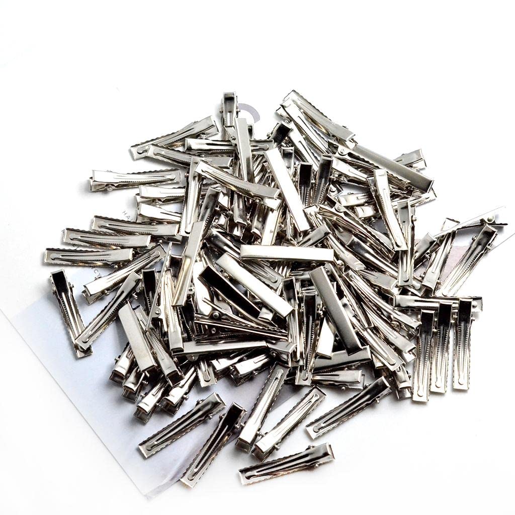 **LOSA 30/100Pack Flat Single Prong Alligator Hair Clips for DIY Bows, 4cm (100 Pack) - Perfect for Hair Styling, Crafting, and Gift Wrapping**