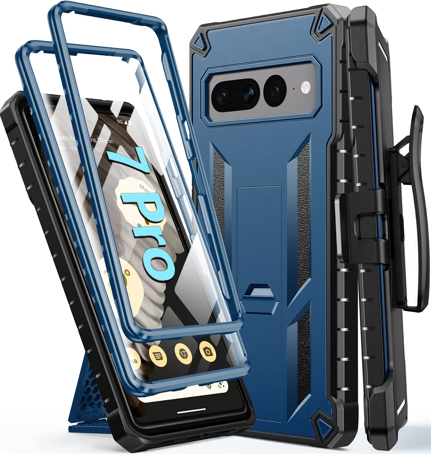 Google Pixel 7 Pro Case with Kickstand - Military Grade Protection - Shockproof & Durable Holster Cover for Work, Travel & Outdoor Activities