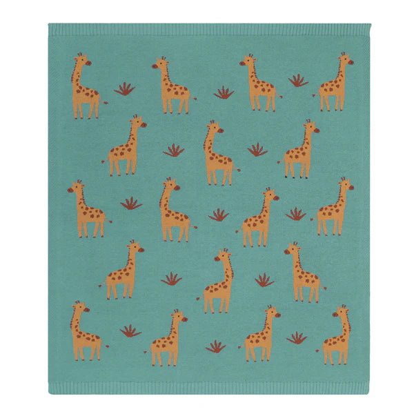 Soft Cotton Knit Baby Blanket with Cute Giraffe Print - Perfect for Nursery, Swaddling & Stroller - Cozy & Breathable Infant Blanket for Boys & Girls