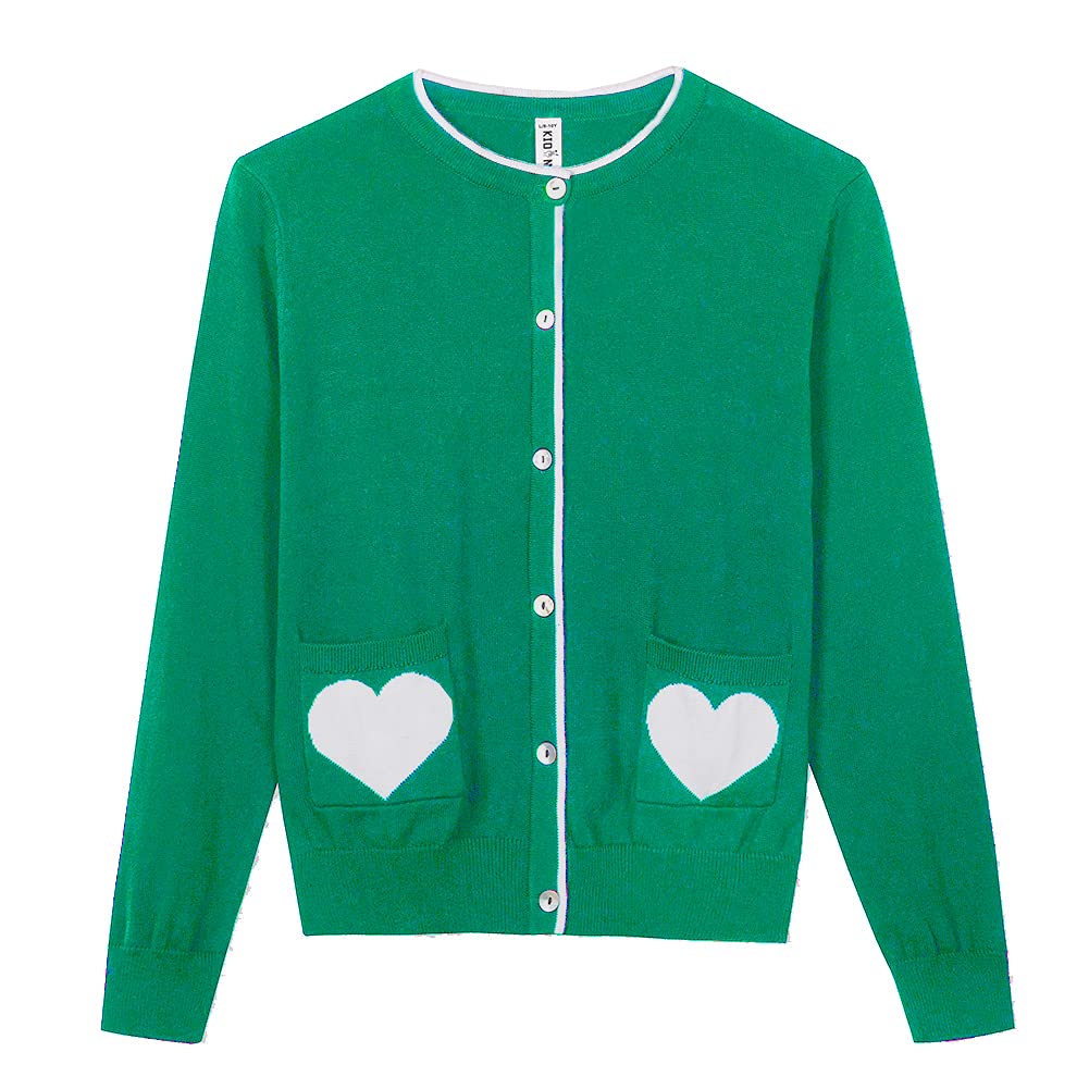 Girls' Cute Heart Pocket Cardigan - Soft Knit Sweater for Kids | Perfect for School, Playdates & Family Outings