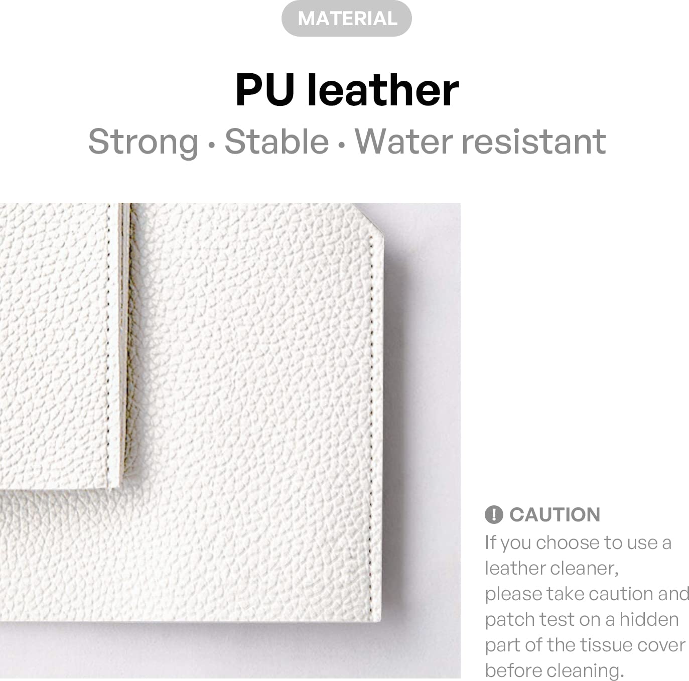 Premium PU Leather Tissue Box Cover - Modern Rectangular Decorative Holder for Bathroom, Office & Nightstand (9.5