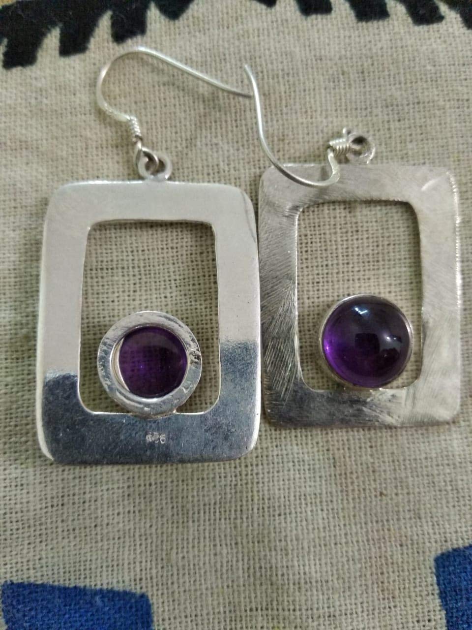 February Birthstone Amethyst Sterling Silver Earrings – Trendy Rectangle Purple Stone Jewelry for Women | Bridesmaid Gifts, Anniversary Presents & Gothic Fashion Accessories | Perfect for Weddings, Parties and Everyday Wear