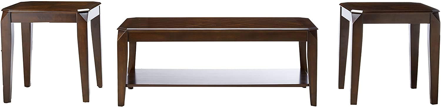 Knocbel 3-Piece Modern Coffee Table Set - Walnut Finish Living Room Side & End Tables with Smooth Surface & Clean Lines - Perfect for Sofa, Lounge & Small Space Decor