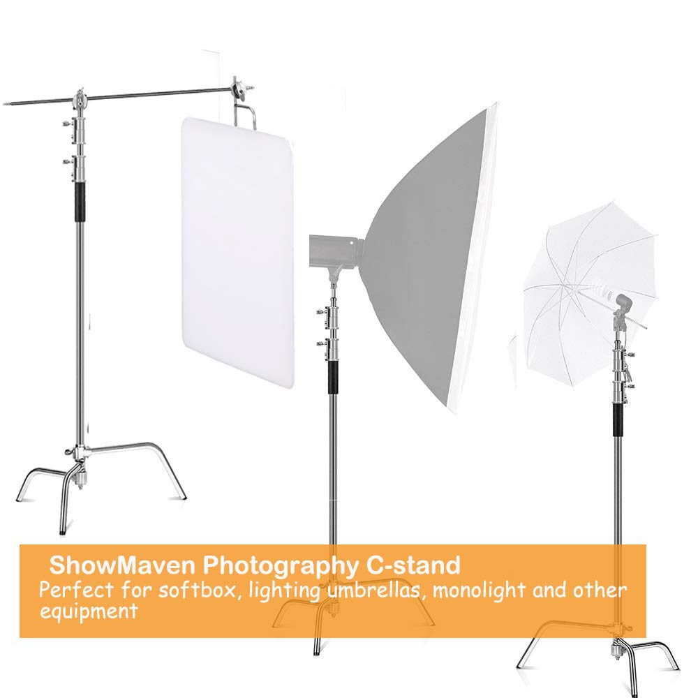 2 Pack Heavy Duty C-Stand Light Stand with 4ft/120cm Holding Arm & Grip Heads - Professional Studio Equipment for Video Reflectors, Monolights & Photography Gear | Perfect for Film Sets, Photo Studios & YouTube Content Creation