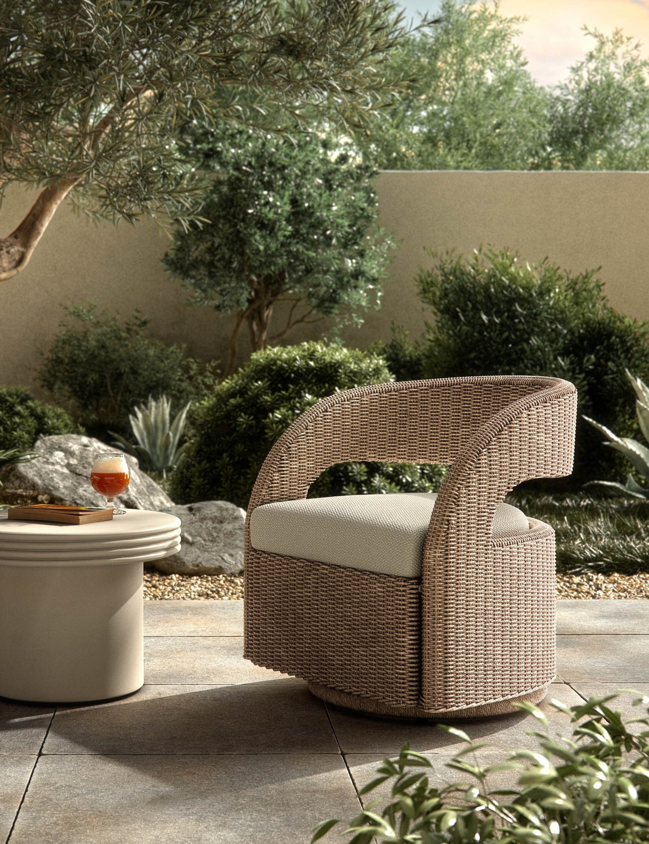 Delacroix Indoor Outdoor Swivel Chair - 360 Degree Rotating Patio Furniture for Garden, Balcony, and Living Room - Weather-Resistant Comfort Seating for Relaxing and Entertaining