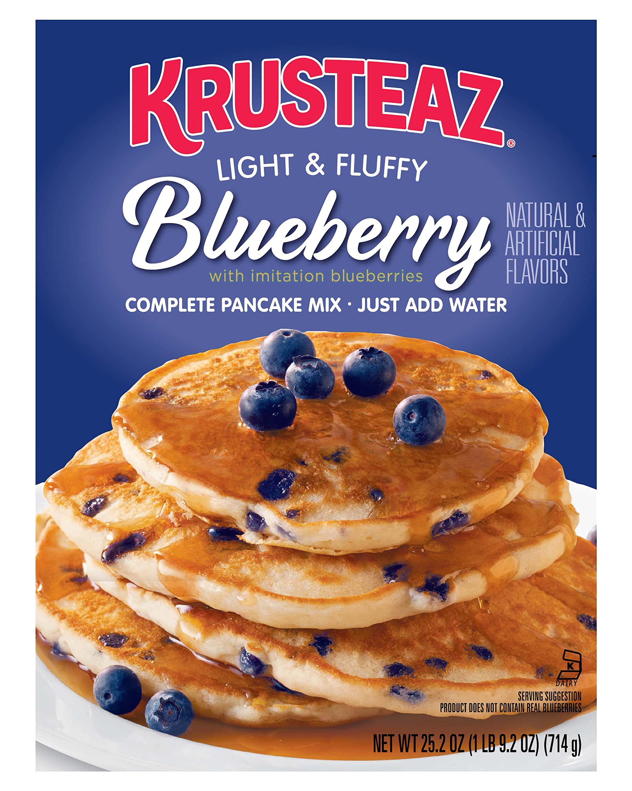 Krusteaz Light & Fluffy Complete Blueberry Pancake Mix - 25.2oz (Pack of 2) | Easy Breakfast Solution for Busy Mornings & Family Brunch