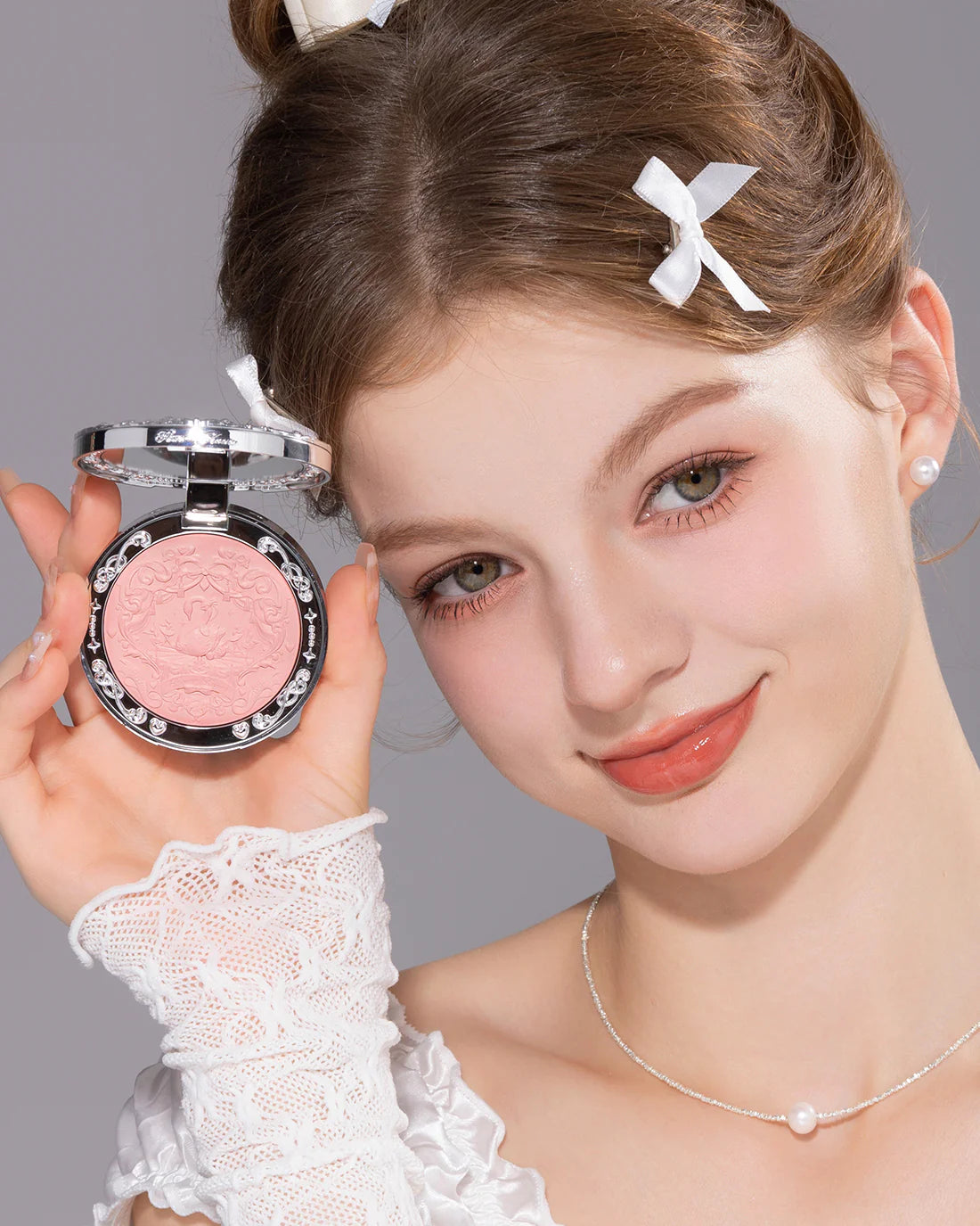 Flower Knows Rubor Swan Ballet Embossed Blush - Buildable Matte & Shimmer Powder for Cheeks | Perfect for Everyday Wear, Date Night & Special Occasions