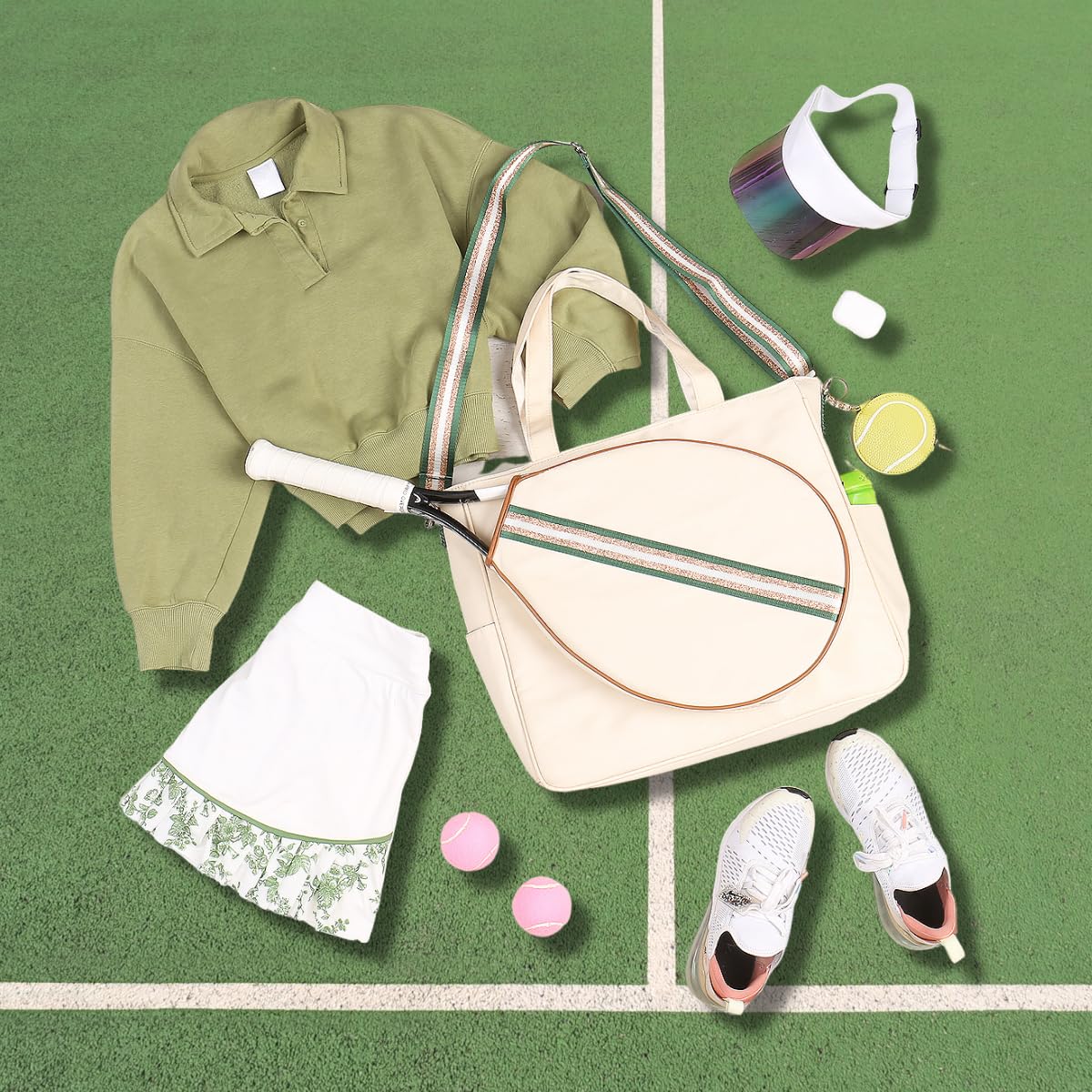 Premium Tennis Racket Bag for Women & Men - Durable Sports Racquet Tote with Adjustable Shoulder Strap for Tennis, Badminton, Squash & Pickleball | Perfect for Court, Gym & Travel