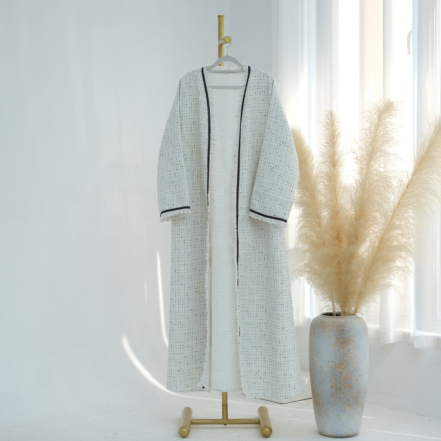 Clara Tweed Duster Coat in Camel Color - Elegant Women's Outerwear for Fall & Winter | Perfect for Office, Date Night & Special Occasions