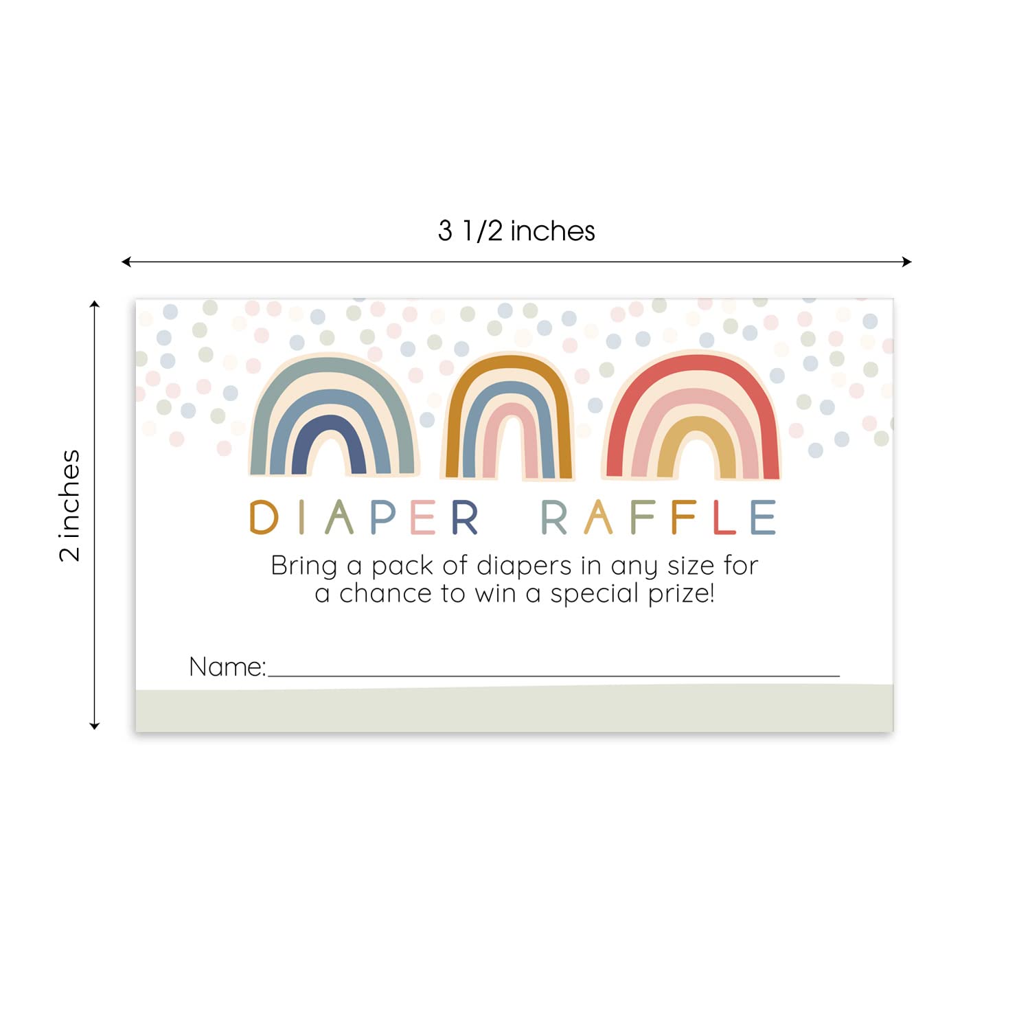 Rainbow Diaper Raffle Tickets for Baby Shower - 50 Gender Neutral Sprinkle Game Cards (3.5