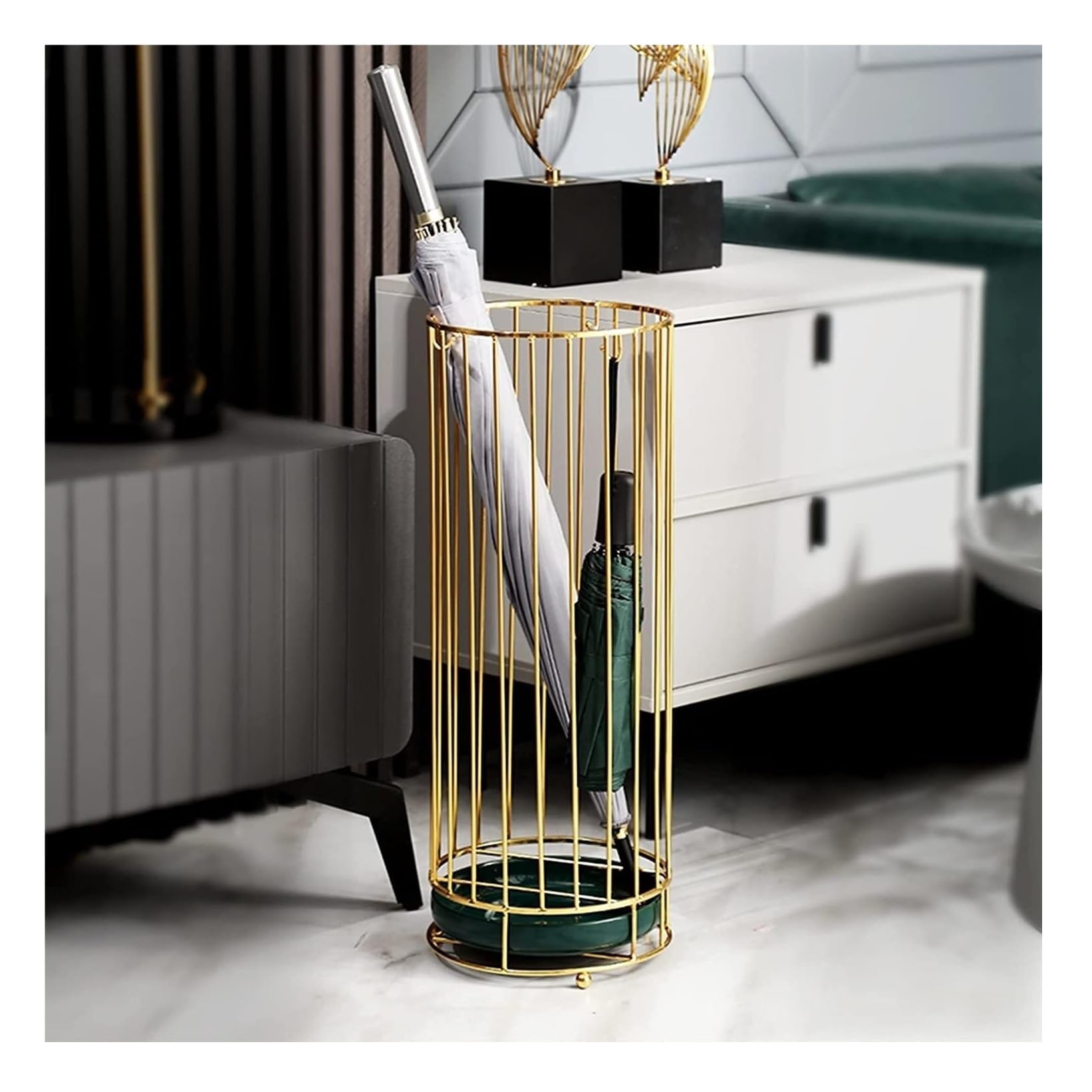 Luxury Umbrella Stand with Detachable Drip Tray & Hooks - Modern Waterproof Umbrella Storage Rack for Home, Hotel, Office, Porch - Perfect for Entryway Organization & Wet Umbrella Drying