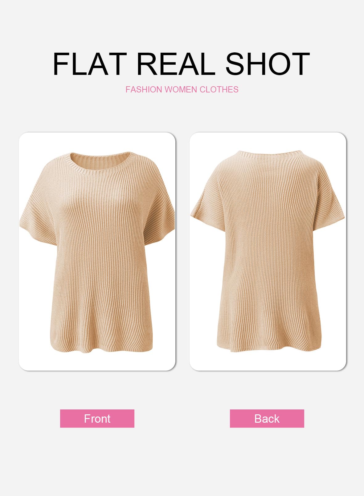SHEWIN Women's Casual Short Sleeve Sweater - Loose Oversized Shirt Spring Tops for Women 2025 | Comfortable Everyday Wear, Office Outfits & Weekend Style