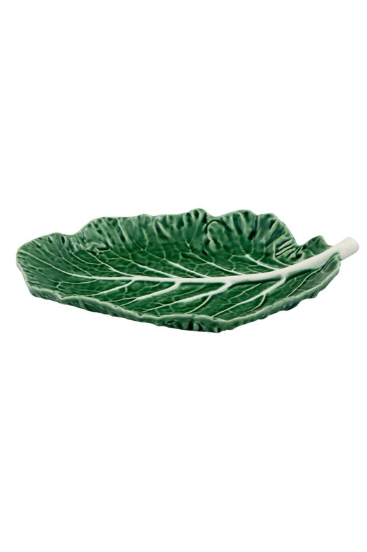 Fresh Cabbage Leaf Green Ceramic Platter 28cm - Elegant Serving Dish for Salads, Appetizers & Party Snacks