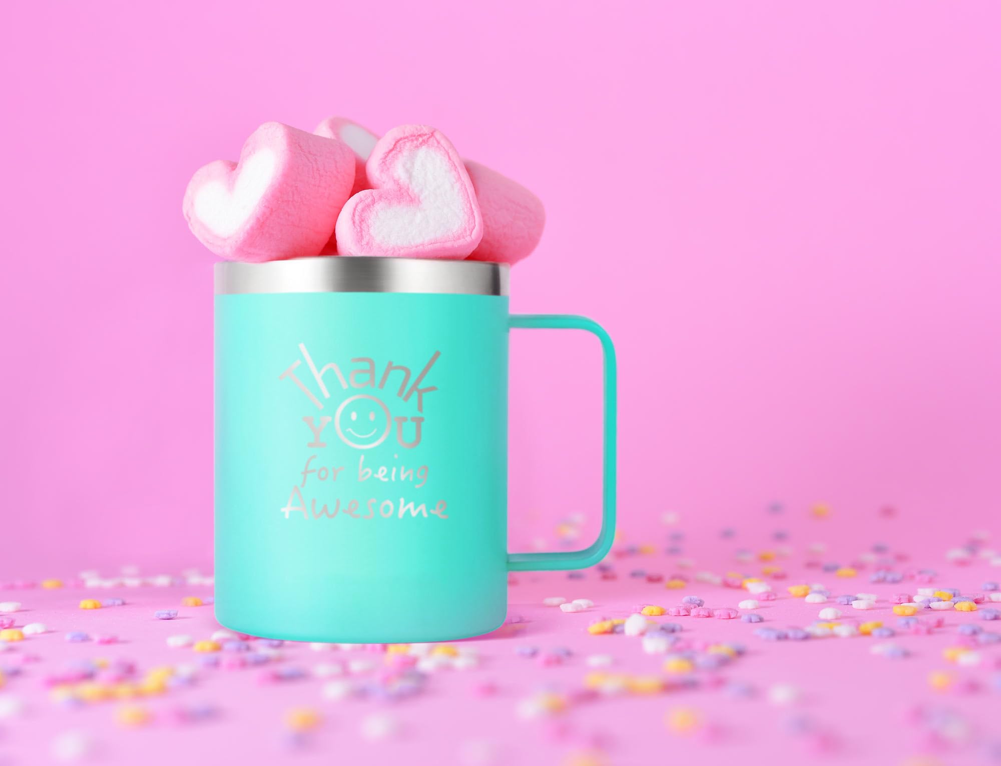 DLOCCOLD Inspirational Thank You Mug for Women - Motivational Coffee Cup for Coworkers, Employee Appreciation, Birthday & Valentine's Day Gifts - Perfect Office & Home Use - Blue Ceramic Mug